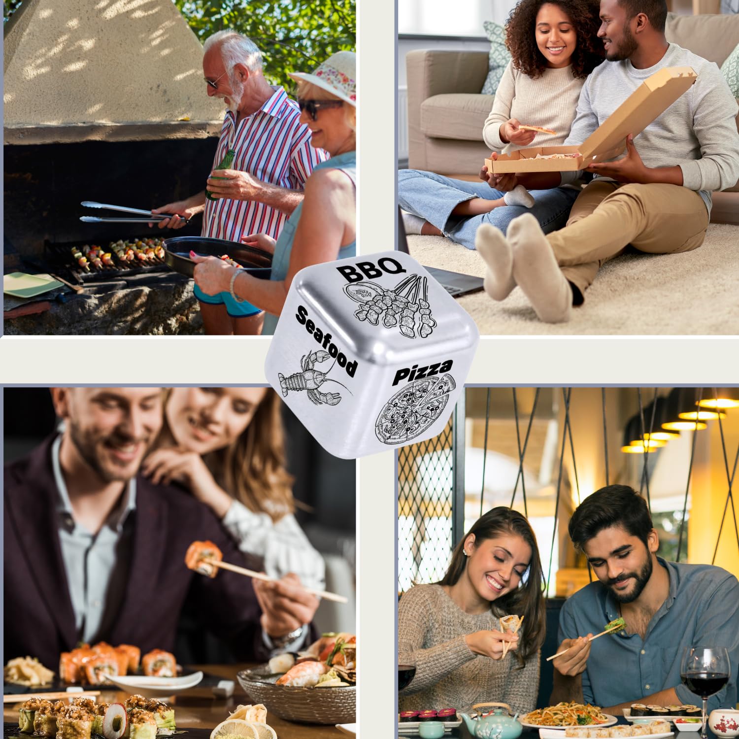 Easter Basket Stuffers for Teens - Funny Steel Decision Dice for Dinner Food Choices - Unique Anniversary & Date Night Gifts for Women, Men, Couples - Perfect Birthday & Wedding Present for Him, Her, Boyfriend, Girlfriend, Wife, Husband - Great for Romantic Dinners, Game Nights & Special Occasions
