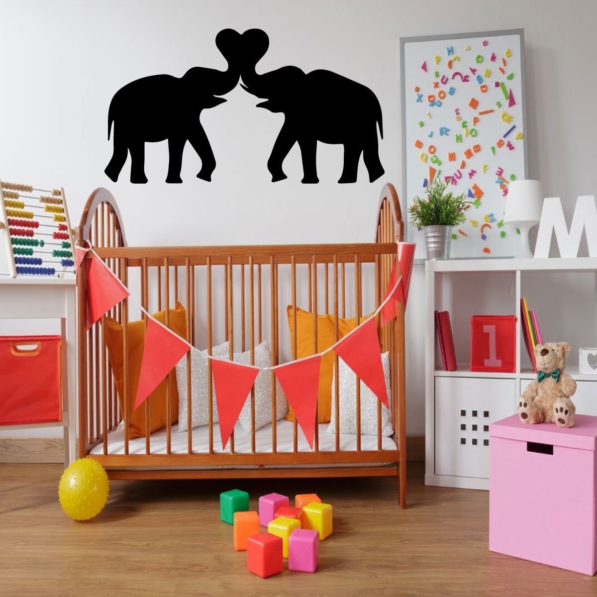 Personalized Elephant Nursery Wall Decal - Cute Vinyl Sticker for Baby Room, Kids Bedroom & Playroom Decor - Perfect for Themed Nurseries, Birthday Parties & Baby Showers