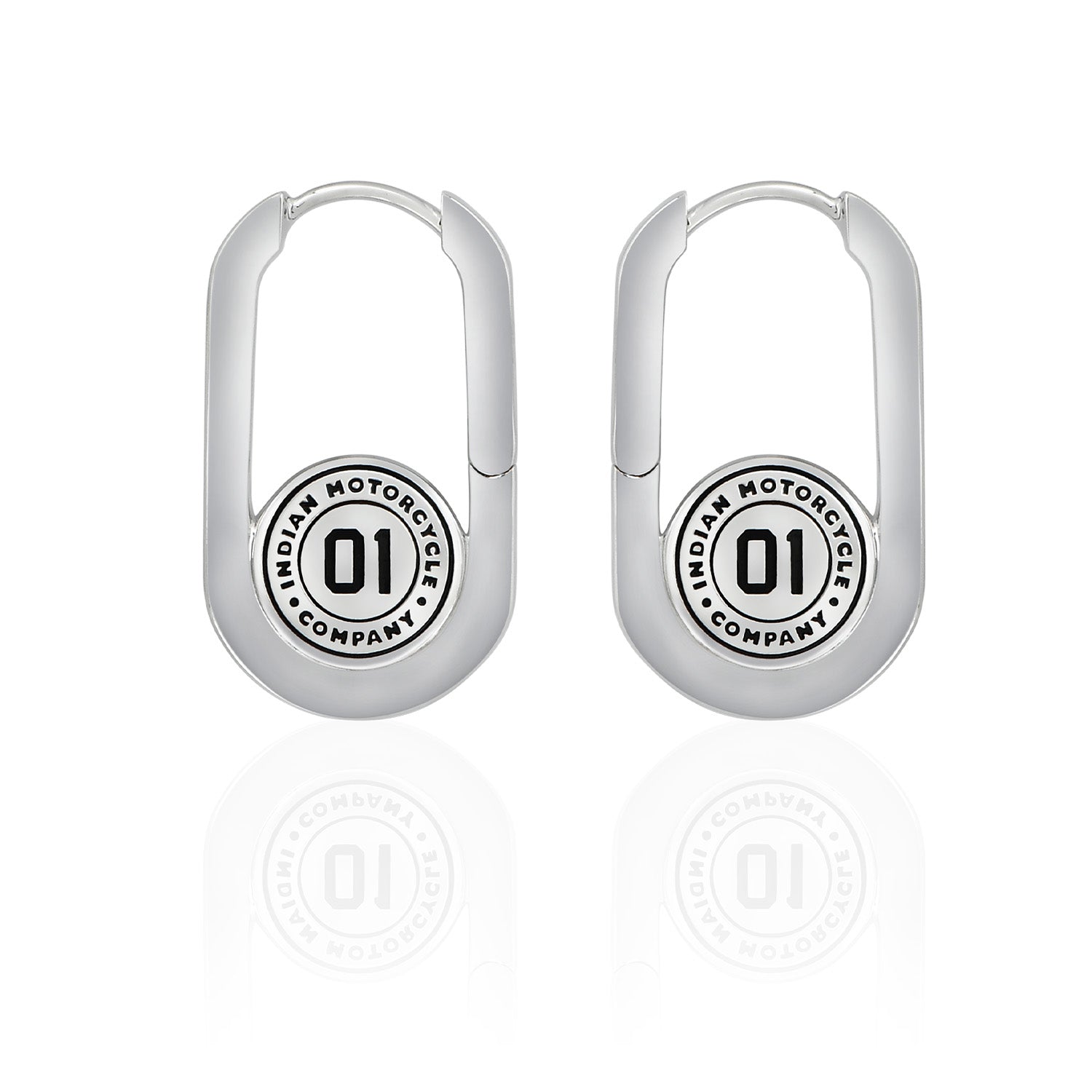 Indian Motorcycle 01 Oval Hoop Earrings for Women - Vintage Biker Jewelry - Stainless Steel Dangle Earrings for Motorcycle Enthusiasts - Perfect for Biker Events, Rallies, and Everyday Wear