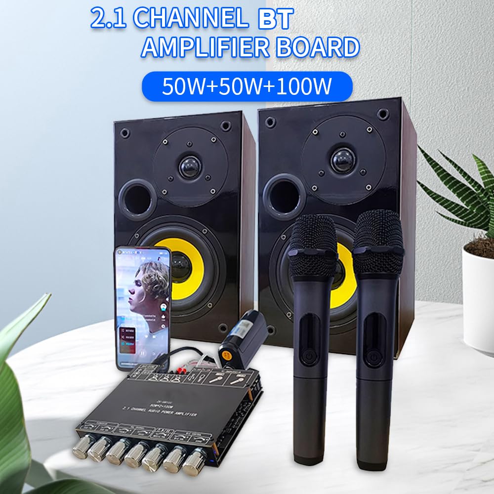 2.1 Channel Digital Audio Amplifier Board Module with Subwoofer - Bluetooth 5.1, AUX Input, USB Playback & APP Control for Home Theater, Car Audio, and DIY Speaker Projects