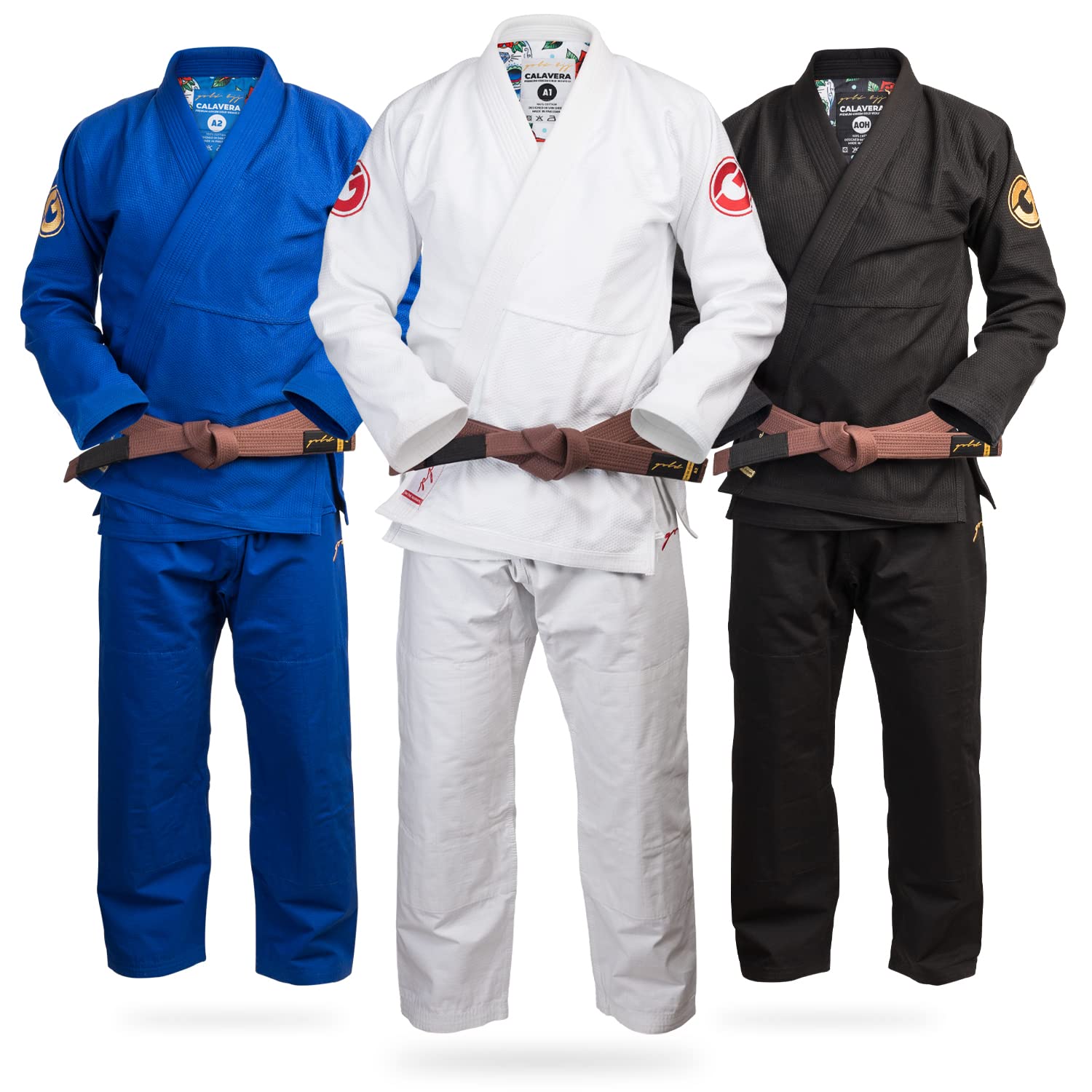 Premium Gold BJJ Calavera Jiu Jitsu Gi - Ultra Strong Gold Weave IBJJF Approved Kimono - Perfect for Training, Competition & Martial Arts Practice