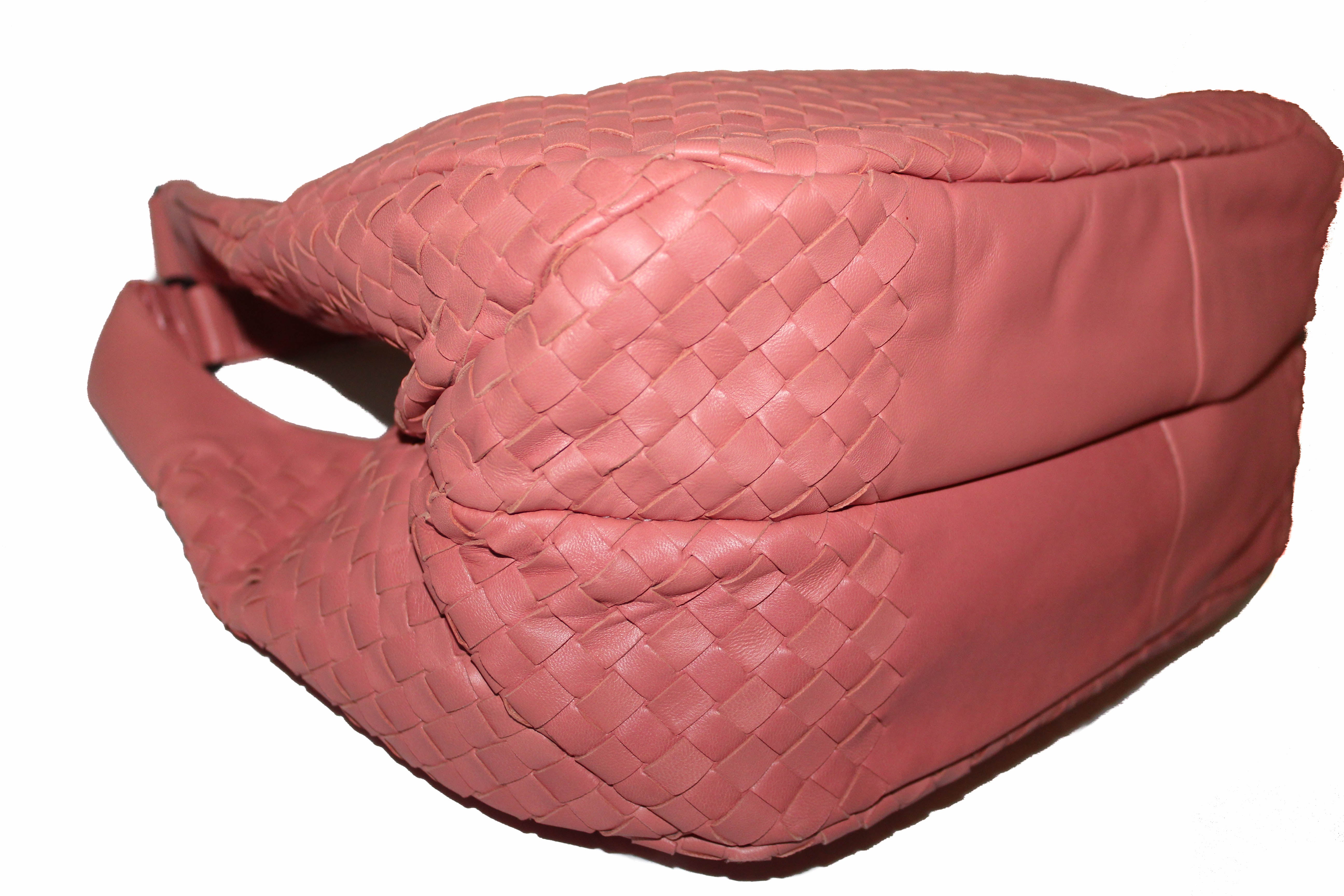 Authentic Bottega Veneta Pink Nappa Intrecciato Medium Campana Shoulder Bag | Luxury Leather Handbag for Women | Perfect for Work, Date Night & Special Occasions