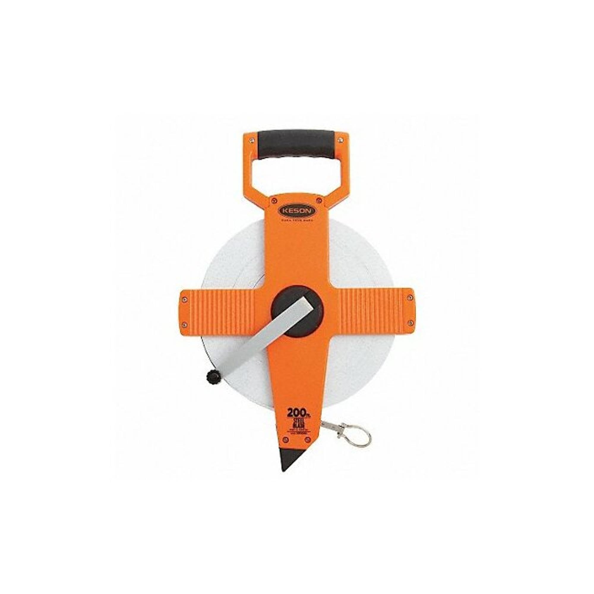 KESON NR10-200 Perma-Clad 3/8 X 200' Nylon-Reinforced Steel Open Reel Tape Measure - 10ths & 100ths Graduations for Construction, Surveying & Outdoor Measuring