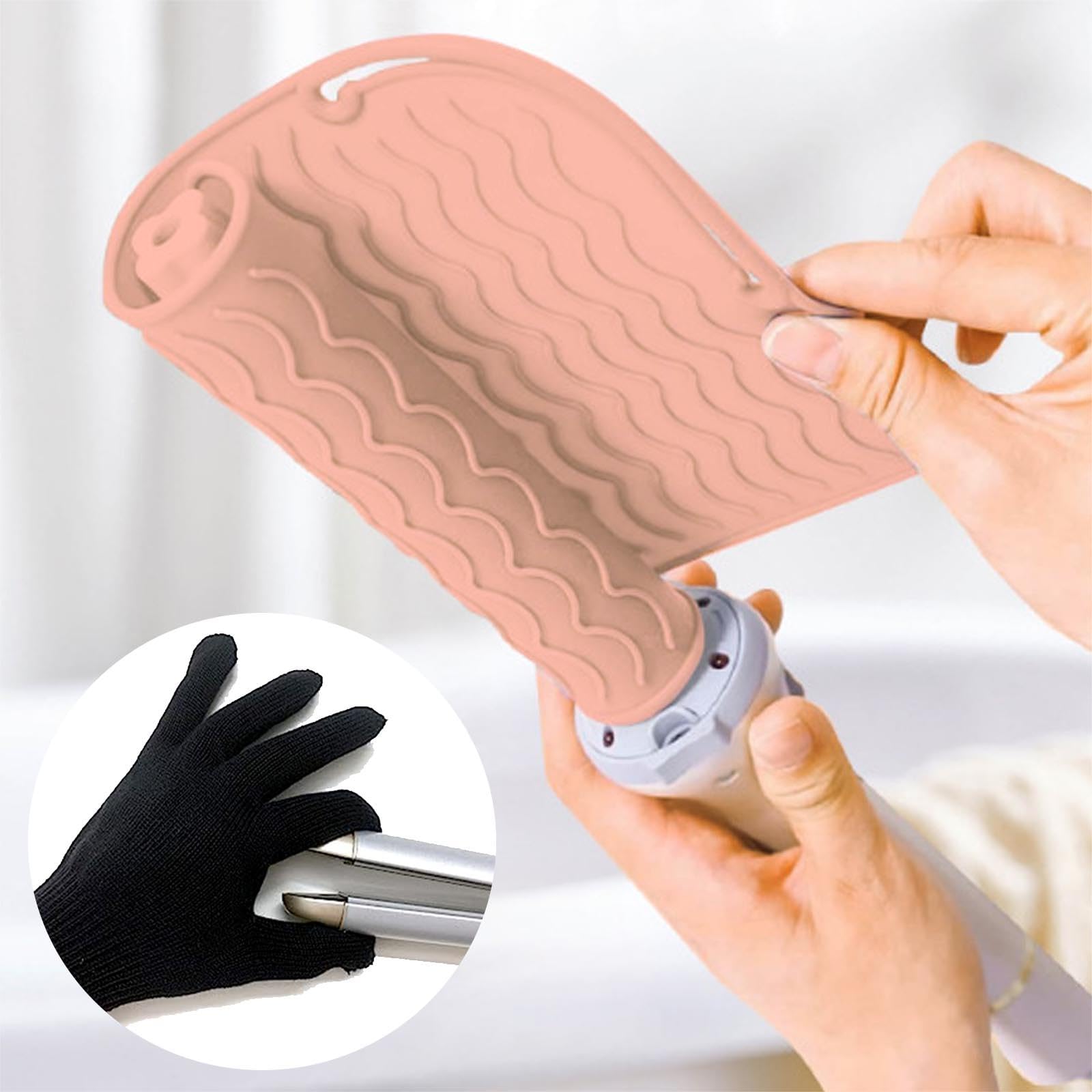 AYNKH Heat Resistant Gloves & Silicone Mat Set - 2 Pack Professional Hair Straightener Protection for Stylists & Home Use | Salon-Grade Thermal Safety Equipment for Flat Irons & Hair Tools