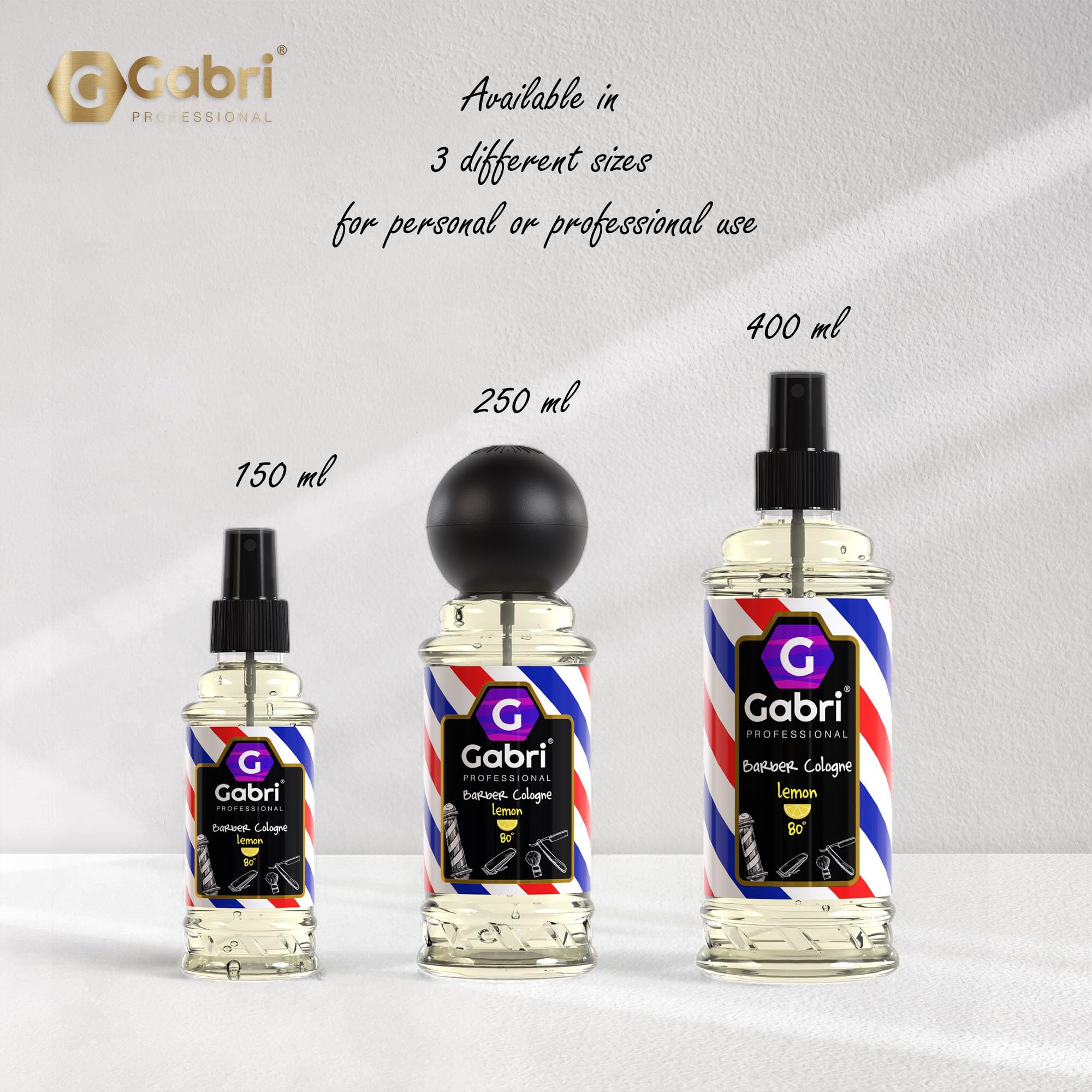 Gabri Professional Barber Cologne for Men - Turkish Aftershave Cologne Spray, 150ml (No7 Lemon Scent) | Refreshing Post-Shave & Daily Fragrance for Grooming & Special Occasions