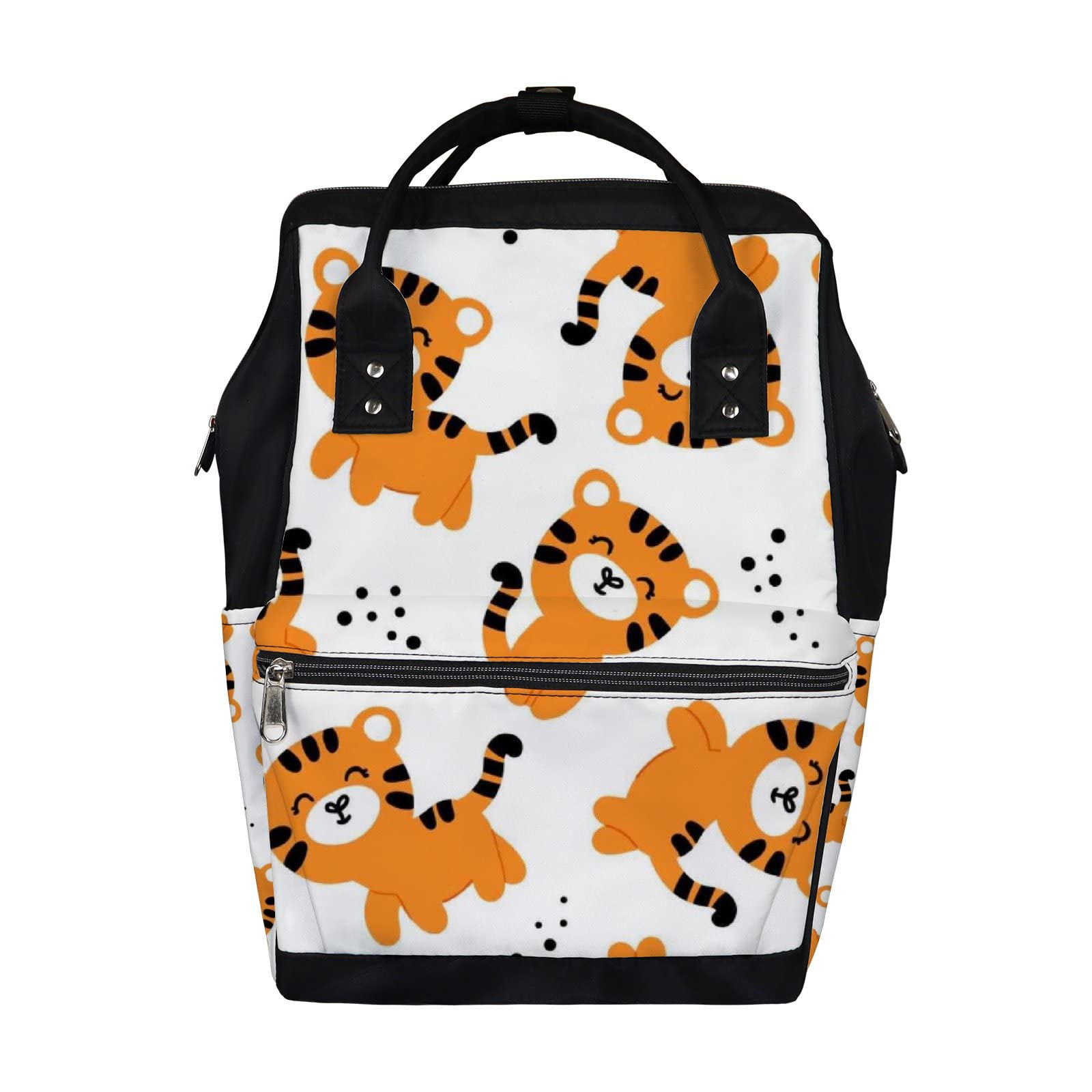 **Cute Yellow Kawaii Cartoon Tiger Diaper Backpack – Waterproof Baby Nappy Changing Bag with Large Capacity, Durable & Stylish Unisex Design for Travel, Work & Daily Use**