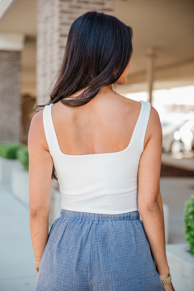 Sweetest Soul Ivory Square Neck Bodysuit for Women - Soft Stretchy Comfort Fit - Final Sale - Perfect for Casual Wear, Date Nights & Layering