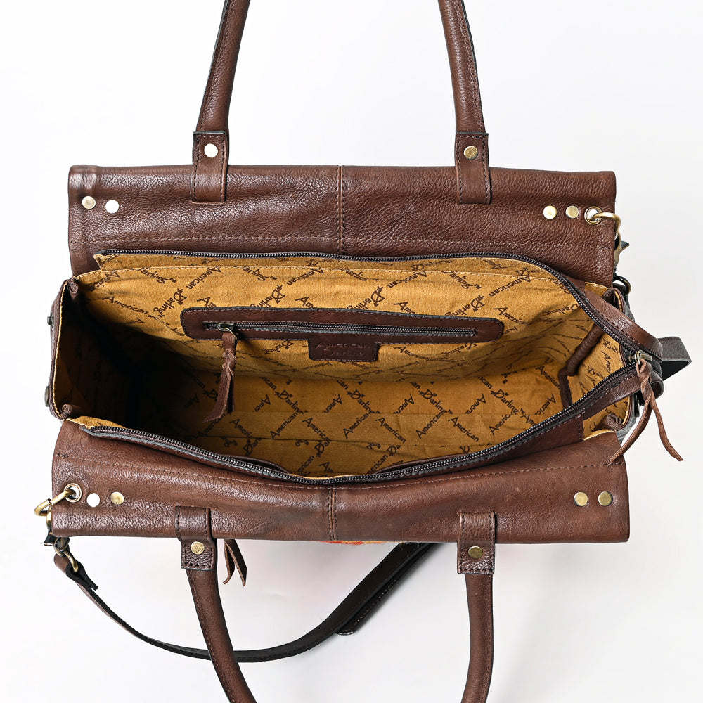 **Genuine Leather Western Handbag for Women - ADBGA400 American Darling Saddle Blanket Purse - Perfect for Cowgirl Style, Rodeo Events & Everyday Use**