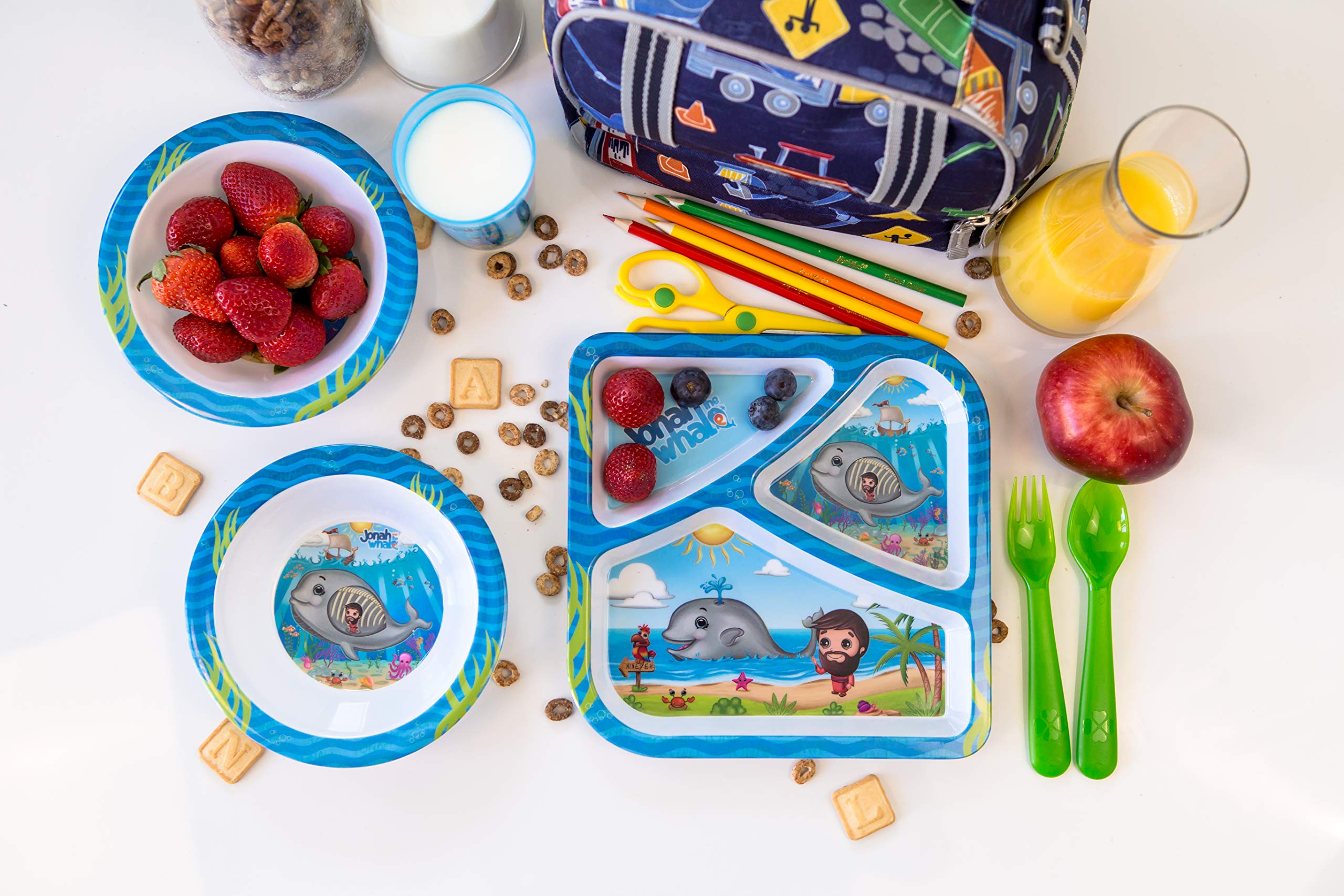 3 Piece Multicolor Toddler Dinnerware Set - BPA Free, Dishwasher Safe, Lightweight & Easy to Hold for Babies & Kids | Perfect for Home, Daycare & Travel Use