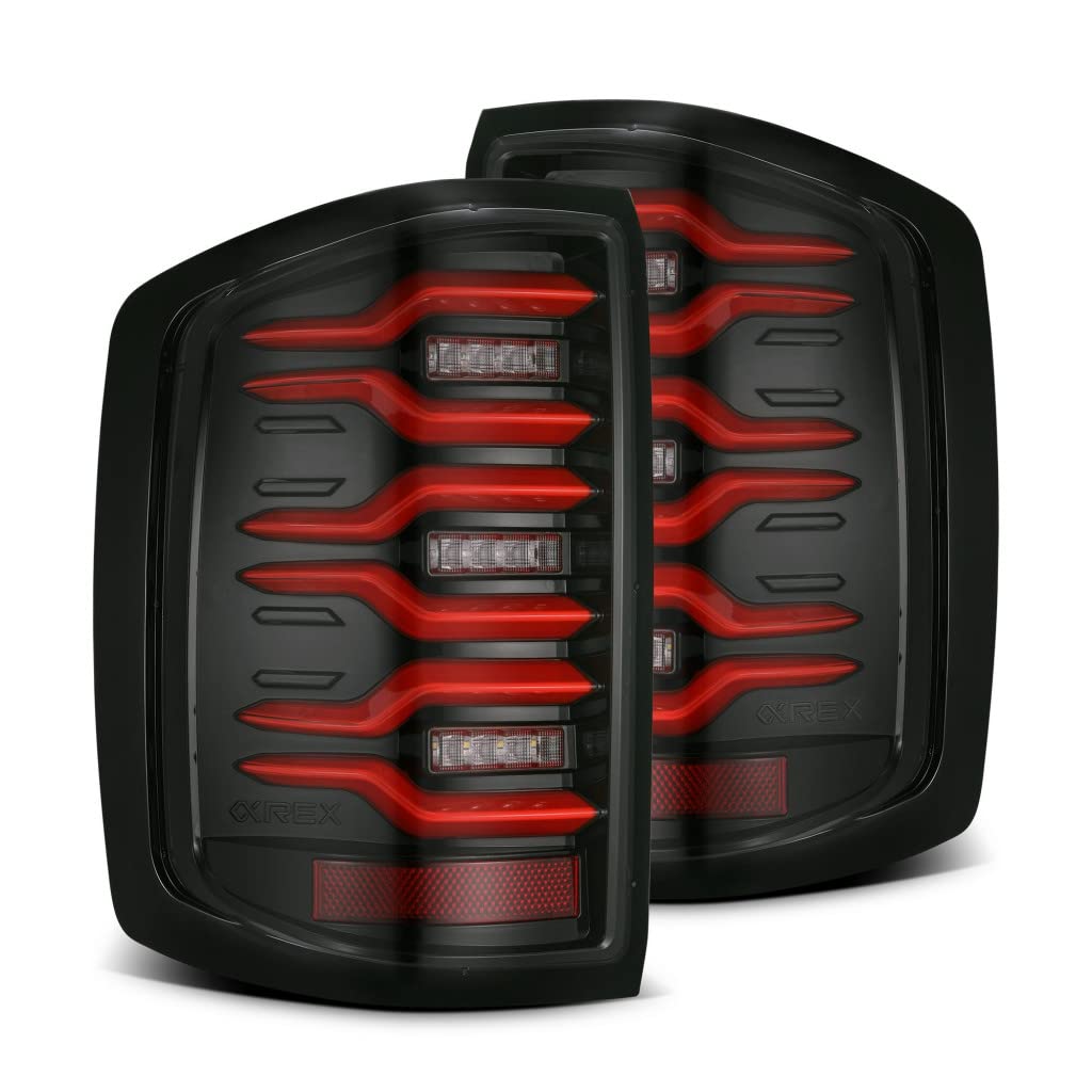 AlphaRex LUXX-Series LED Tail Lights for Chevy Silverado 1500 (2014-2018) - Black-Red Housing - Driver & Passenger Side Pair - Upgrade Your Truck's Style & Visibility for Night Driving & Off-Road Adventures