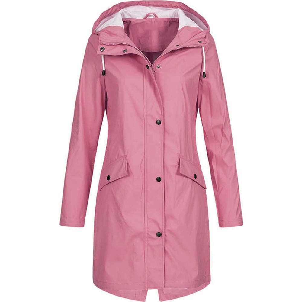 Ulanda Women's Lightweight Waterproof Hooded Rain Jacket - Windproof Long Coat for Outdoor Activities, Hiking & Travel - Plus Size Options Available