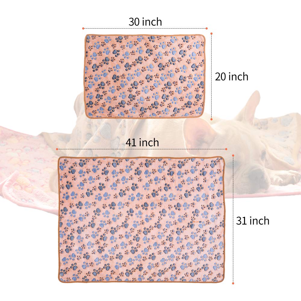 **Soft Fluffy Pet Blanket for Dogs & Cats - Cozy Fleece Throw with Cute Paw Prints, 41x31 Inch for Medium to Large Pets - Perfect for Beds, Couches & Travel**