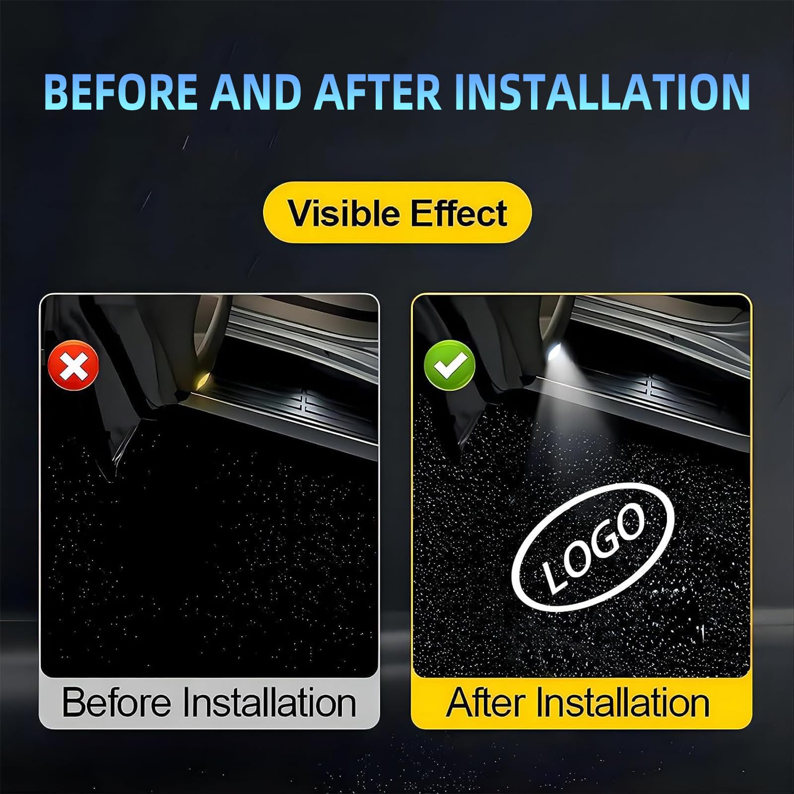 2Pcs Car Logo Projector for Lexus LS/ES/LX/RX - HD LED Ghost Shadow Lights for Night Driving