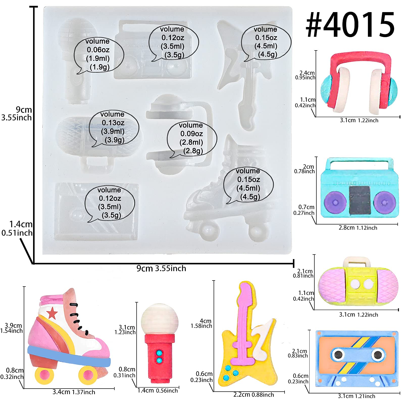 80s Disco Fever Boombox Shaped Silicone Mold for Cake Decorating, Cupcake Toppers, Chocolate & Polymer Clay - Perfect for Retro Party Desserts, Birthday Cakes & DIY Craft Projects