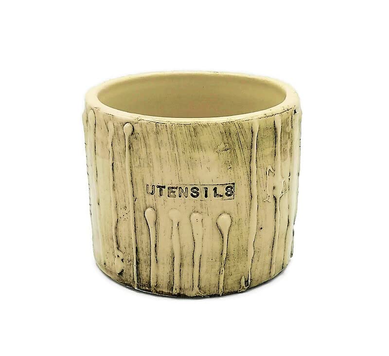 Large Ceramic Utensil Holder for Kitchen - Textured Ceramic Vase Crock Organizer for Wooden Spoons & Cooking Tools - Perfect for Countertop Storage & Kitchen Decor