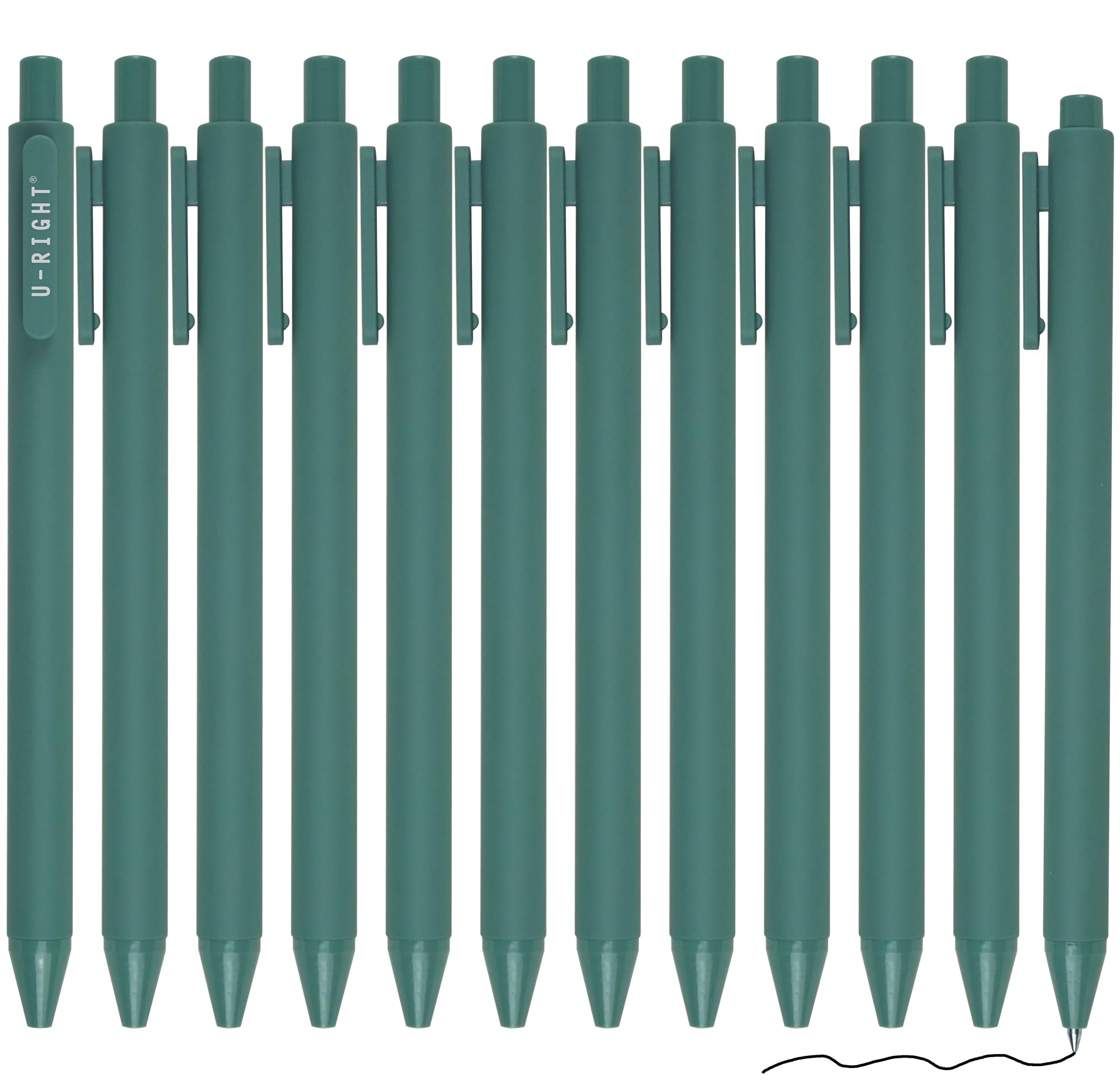12 Pack Black Gel Pens 0.5mm Fine Point - Smooth Writing Office & School Supplies - Cute Green Pens for Note Taking, Journaling, and Gift Giving