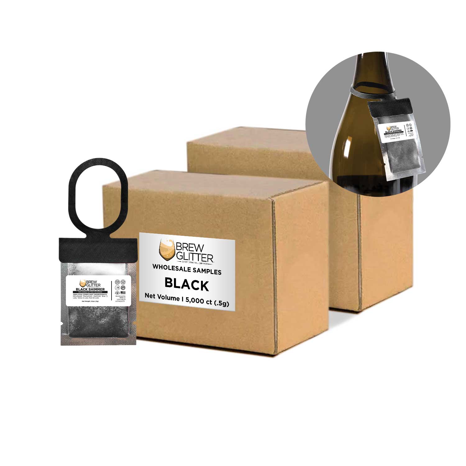 Black Brew Glitter® Necker - Bulk Wholesale Scarf for Women & Men | Perfect for Parties, Festivals, and Fashion Accessories