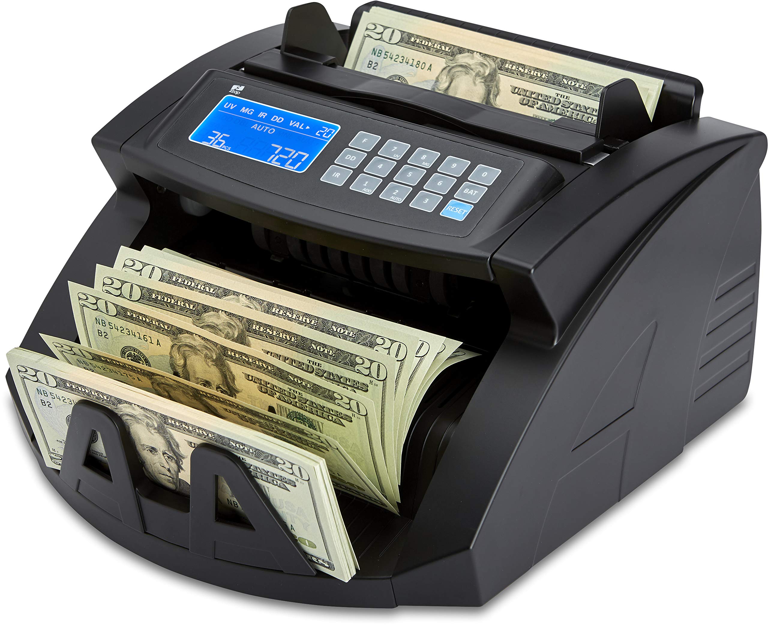 ZZap NC20i Bill Counter Machine with Counterfeit Detection - High-Speed Money Counting & UV/MG/IR Verification for Cash Handling in Banks, Retail Stores, and Small Businesses