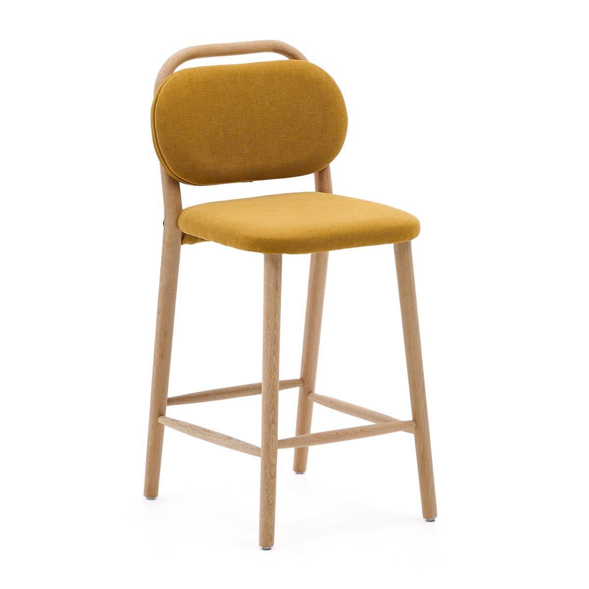 Kave Home Helda Bar Stool - Modern Adjustable Counter Height Stool for Kitchen Island, Breakfast Bar & Home Decor - Comfortable PU Leather Seat with Metal Base