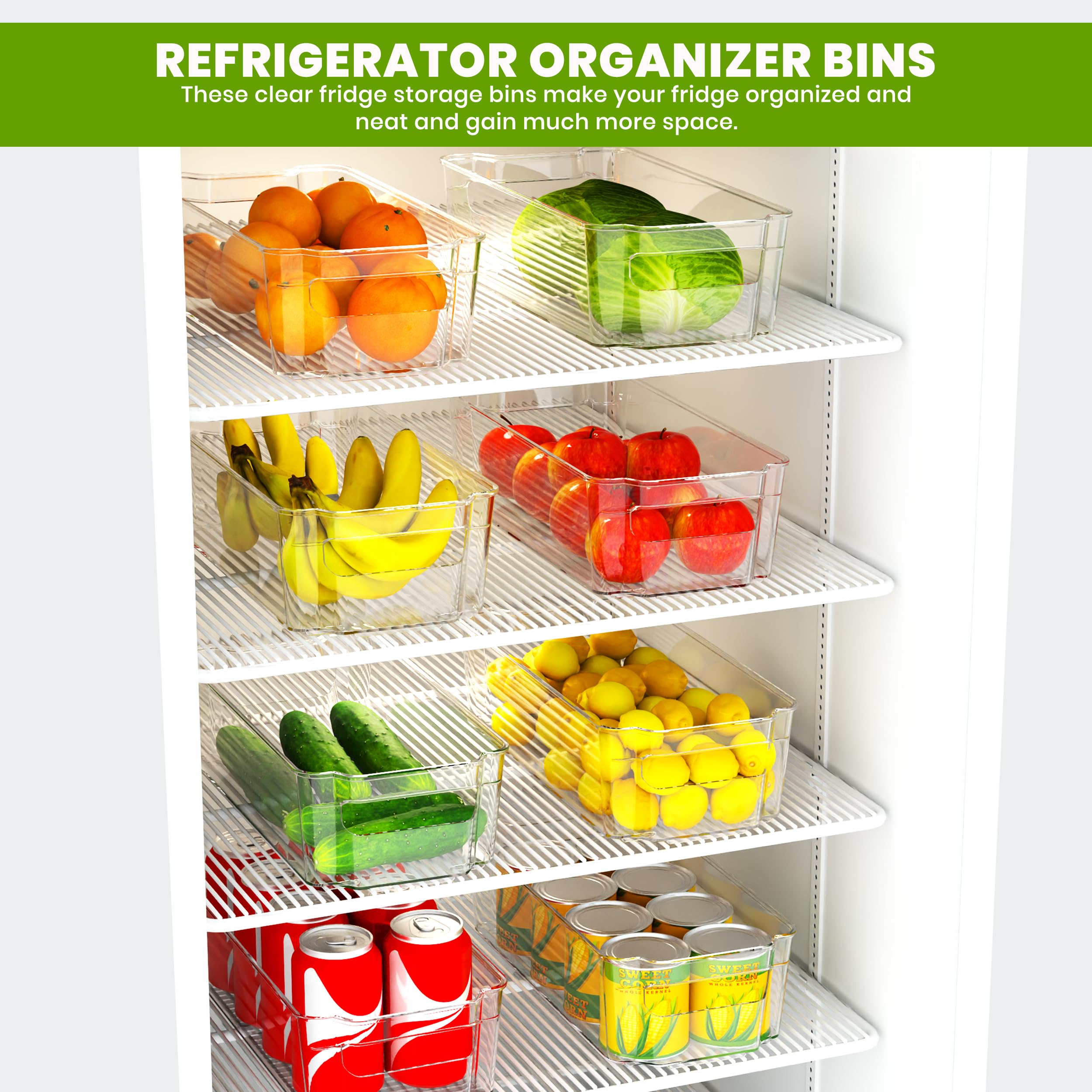 Utopia Home - 16-Pack Clear Stackable Fridge Organizer Bins for Refrigerator & Pantry Storage - Kitchen Organization Essentials for Fruits, Vegetables, Snacks & Meal Prep