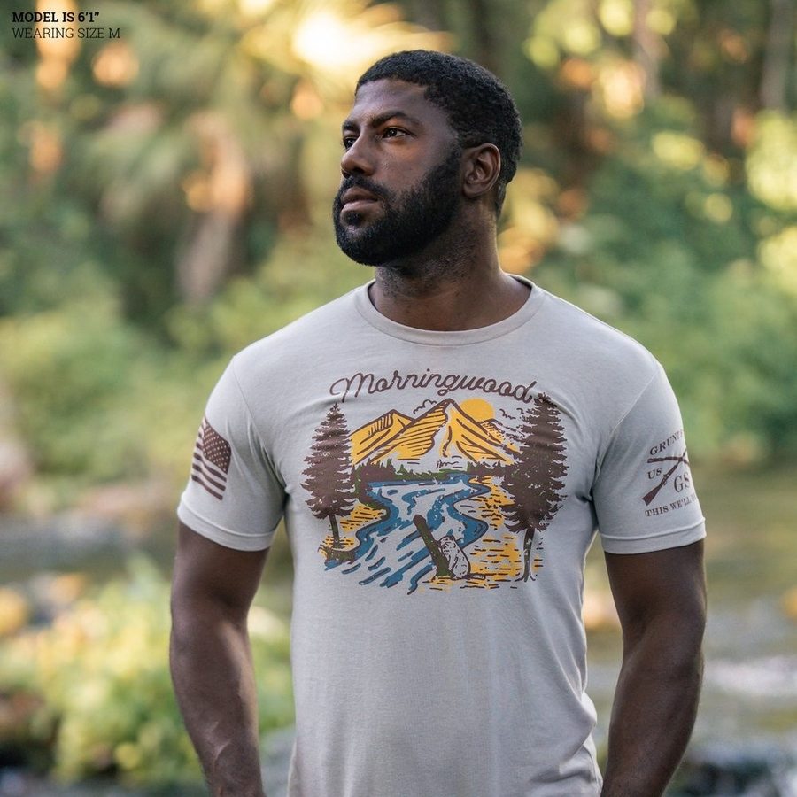 Morningwood Graphic T-Shirt for Men - Soft Cotton Sand Color Tee - Casual Wear & Street Style Outfit