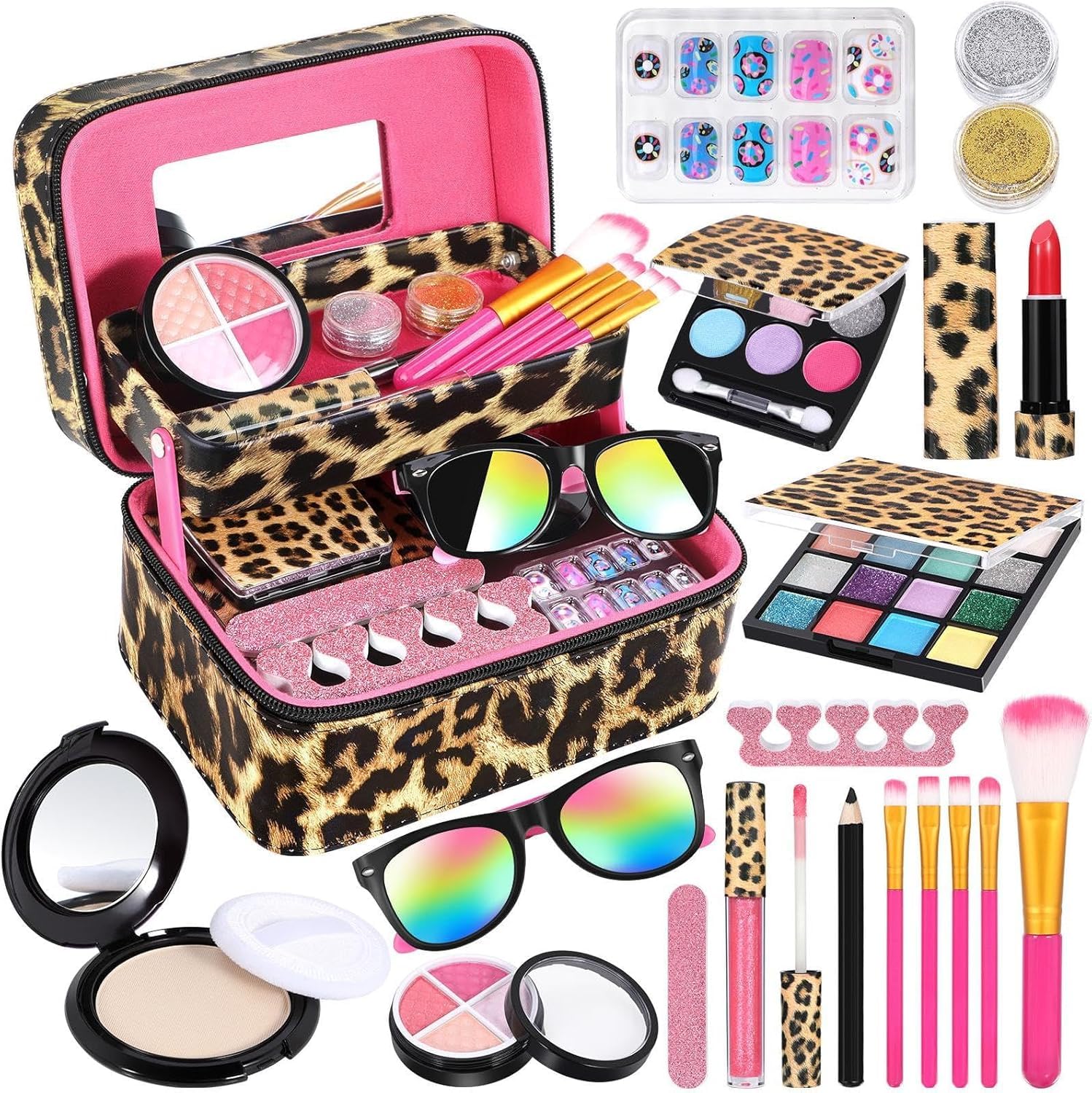**Washable Kids Makeup Kit for Girls - Double Layer Pretend Play Cosmetic Set, Non-Toxic & Safe Toddler Toys for Ages 3-12 - Perfect Birthday Gift for Little Princesses (Great for Dress-Up, Role Play & Party Fun)**