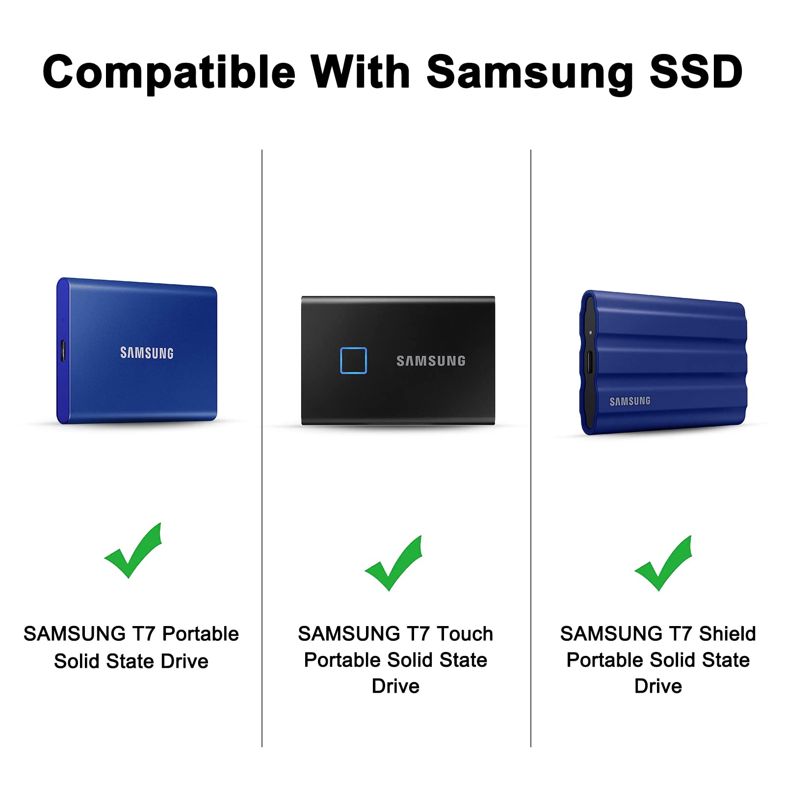 XANAD Blue 2-in-1 Protective Hard Case for Samsung T9/T7 Shield/T7/T7 Touch SSD (250GB-4TB) - Shockproof & Water-Resistant Cover for Portable External Storage - Perfect for Travel, Work & Data Backup