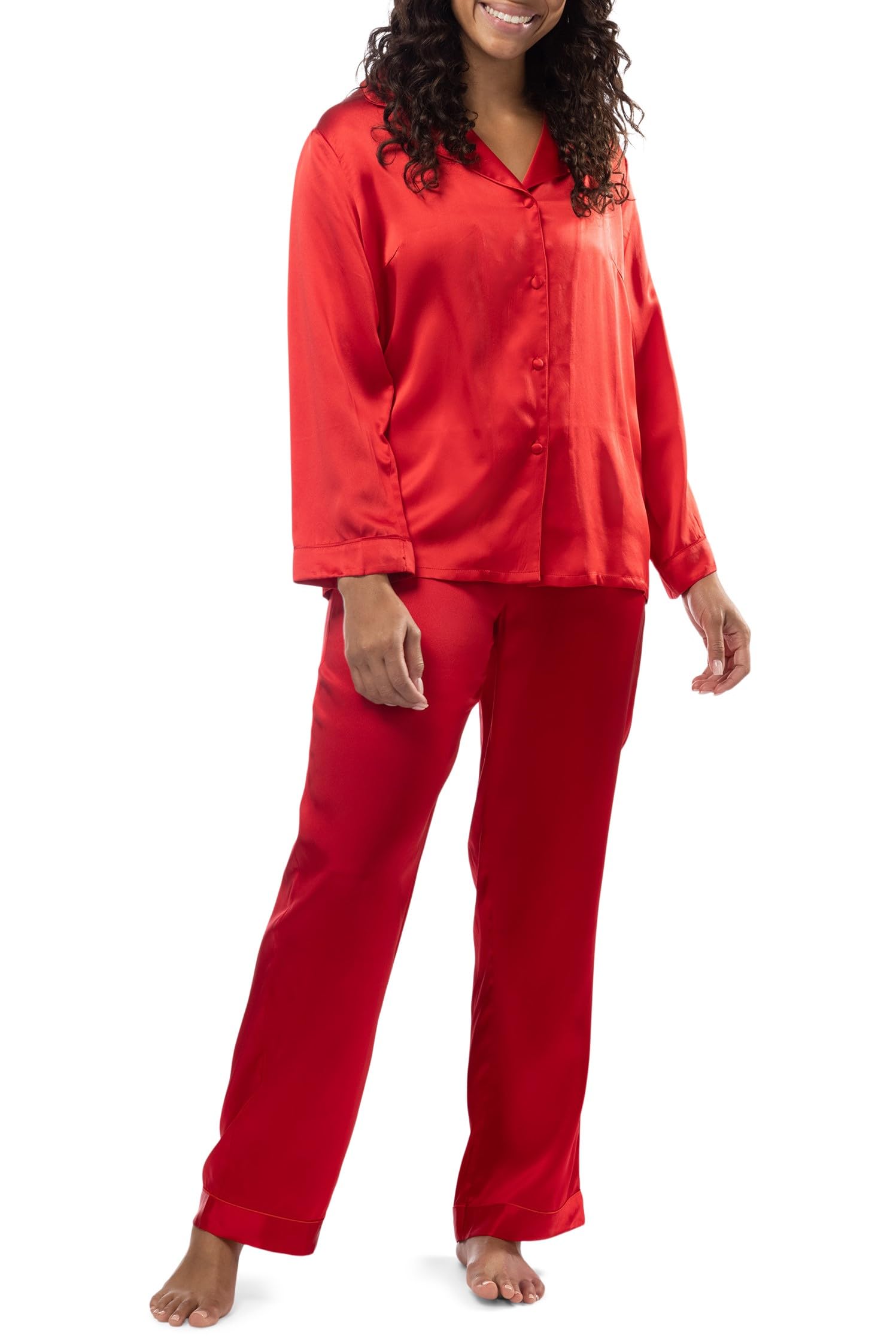Fishers Finery 100% Mulberry Silk Pajama Set for Women - Long Sleeve & Pants Sleepwear with Gift Box - Perfect for Luxury Sleep, Spa Nights & Bridal Shower Gifts