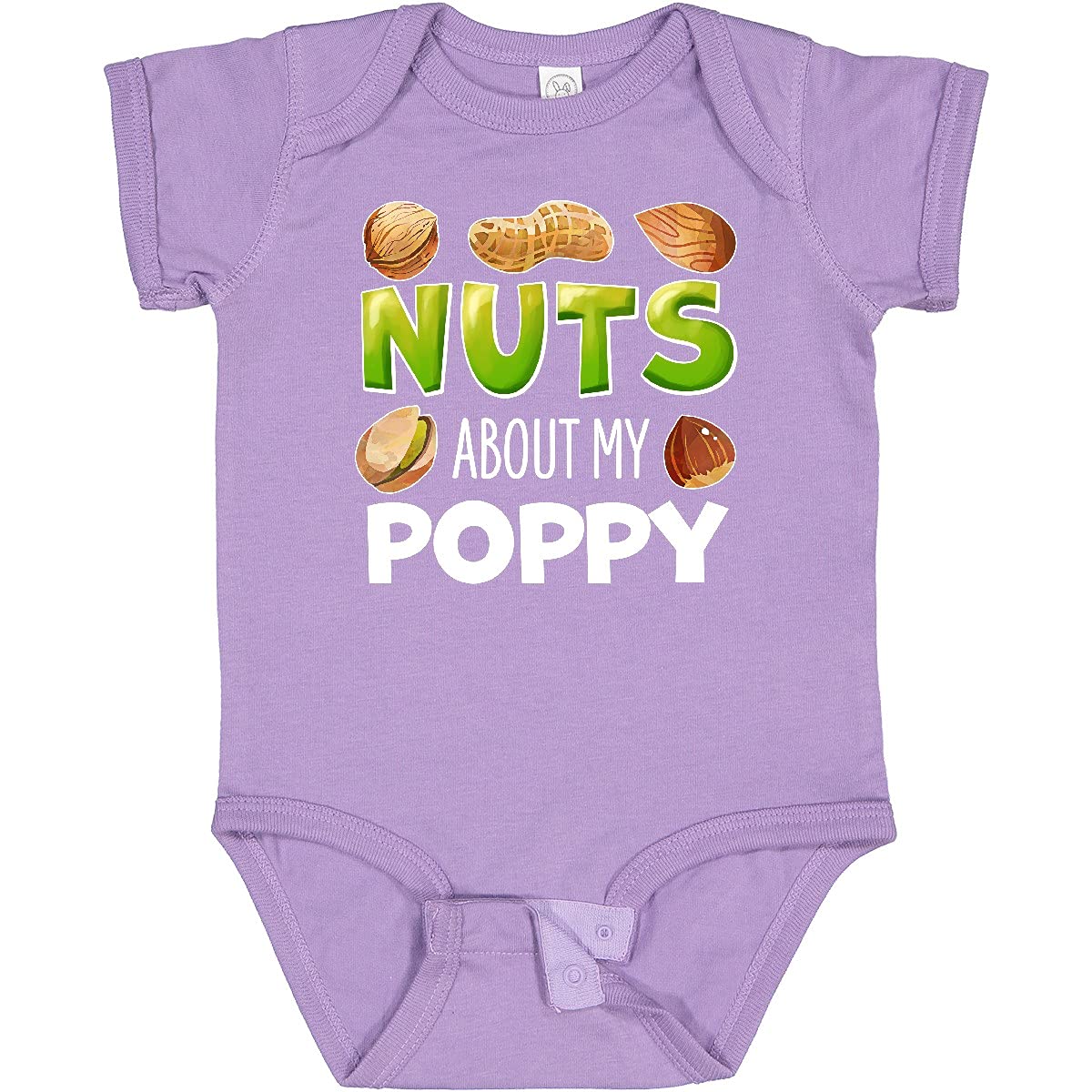 Inktastic Nuts About My Poppy Peanut Almond Pistachio Baby Bodysuit - Cute Organic Cotton Onesie for Infants, Toddler Gifts, Family Matching Outfits | Perfect for Holidays, Photo Shoots & Playdates