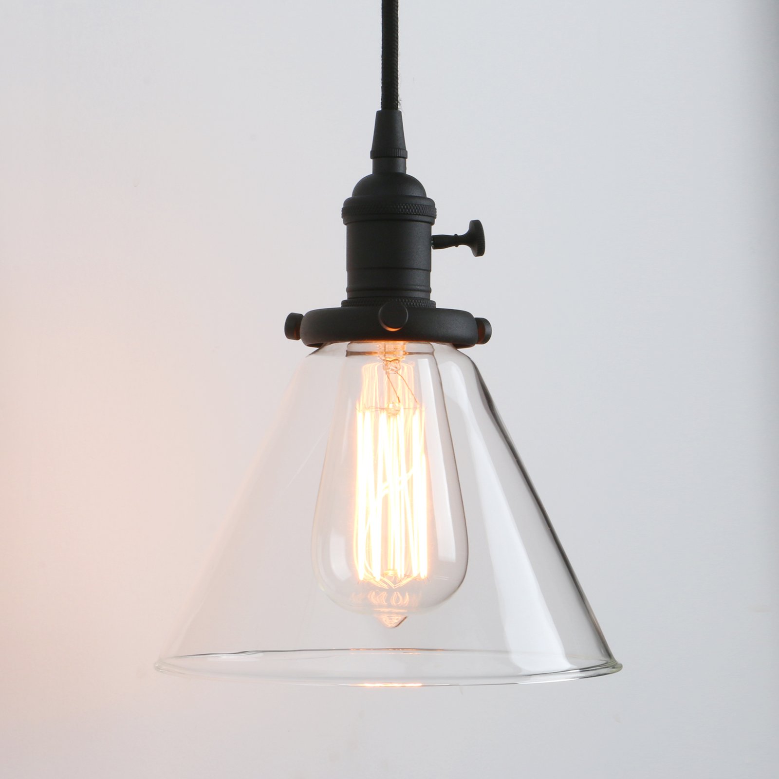 Vintage Rustic Industrial 3-Light Kitchen Island Chandelier - Triple Head Pendant Ceiling Light with Clear Glass Shades - Perfect for Farmhouse, Loft & Industrial Style Dining Rooms (Black)