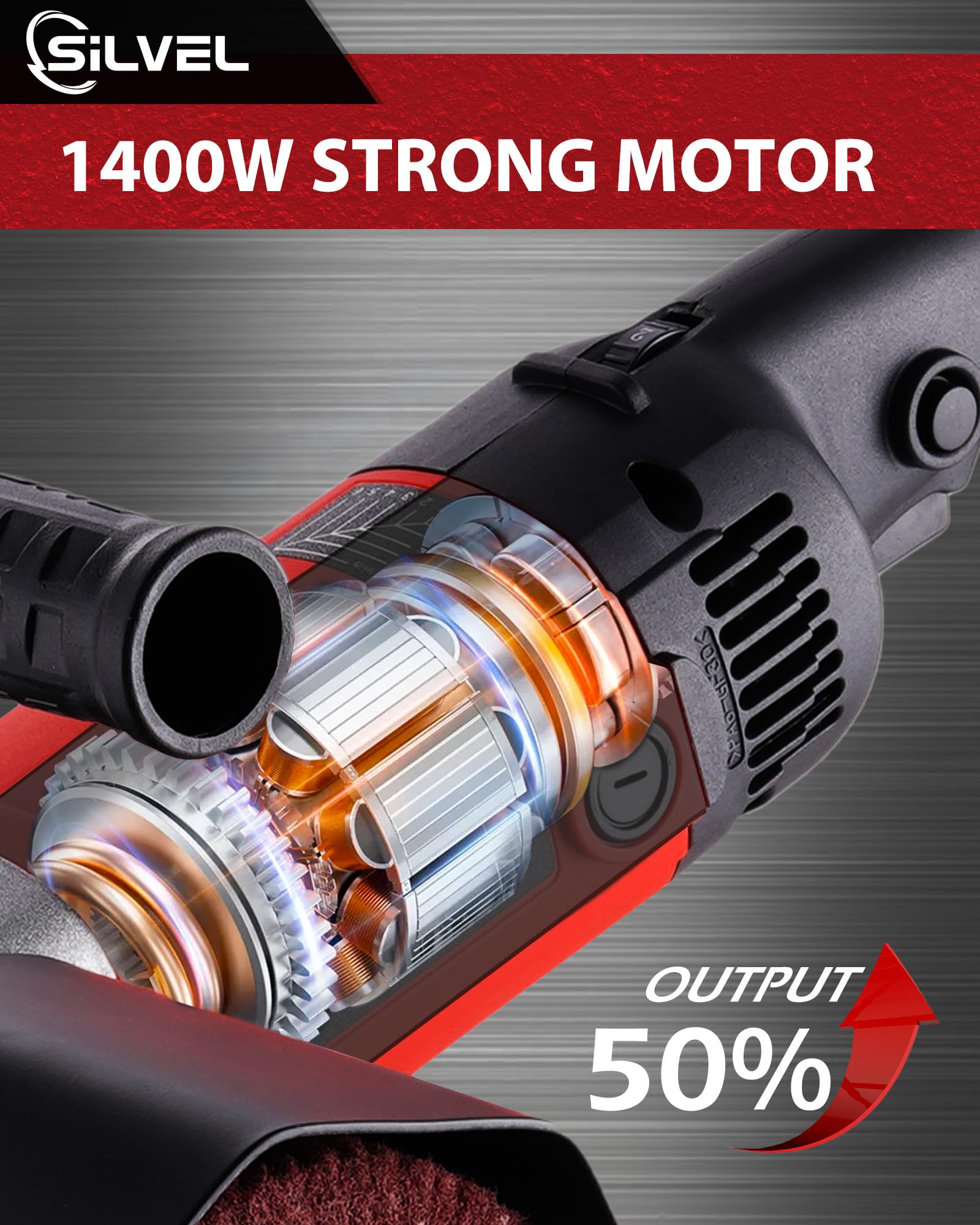 1400W Electric Burnishing Polishing Machine - 110V Handheld Sander Polisher Kit with 6 Adjustable Speeds (500-3000 RPM) for Metal, Stainless Steel, Wood & Plastic - Perfect for Automotive Detailing, Metal Restoration & DIY Woodworking Projects