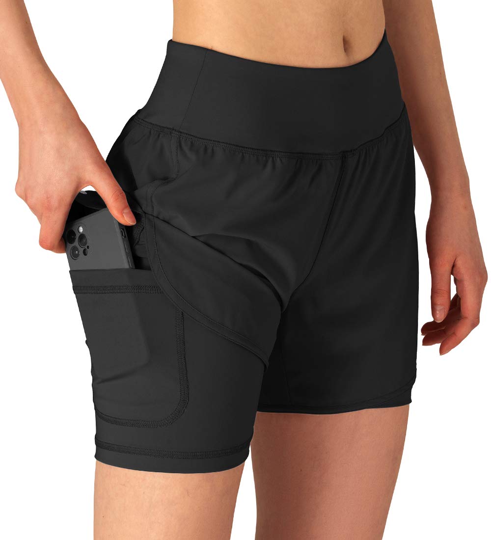 Gopune Women's 2-in-1 Running Shorts with Built-in Liner - High Waist Workout Athletic Gym Yoga Shorts for Women - Perfect for Jogging, Fitness Training & Yoga Classes