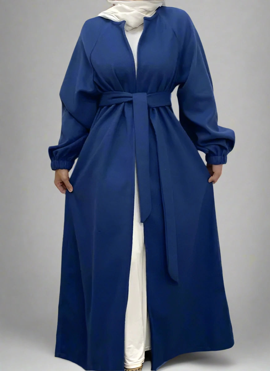 Muslim Women's Winter & Fall Cotton Blend Classic Open Abaya Dress - Modest Islamic Prayer Dress for Home & Mosque