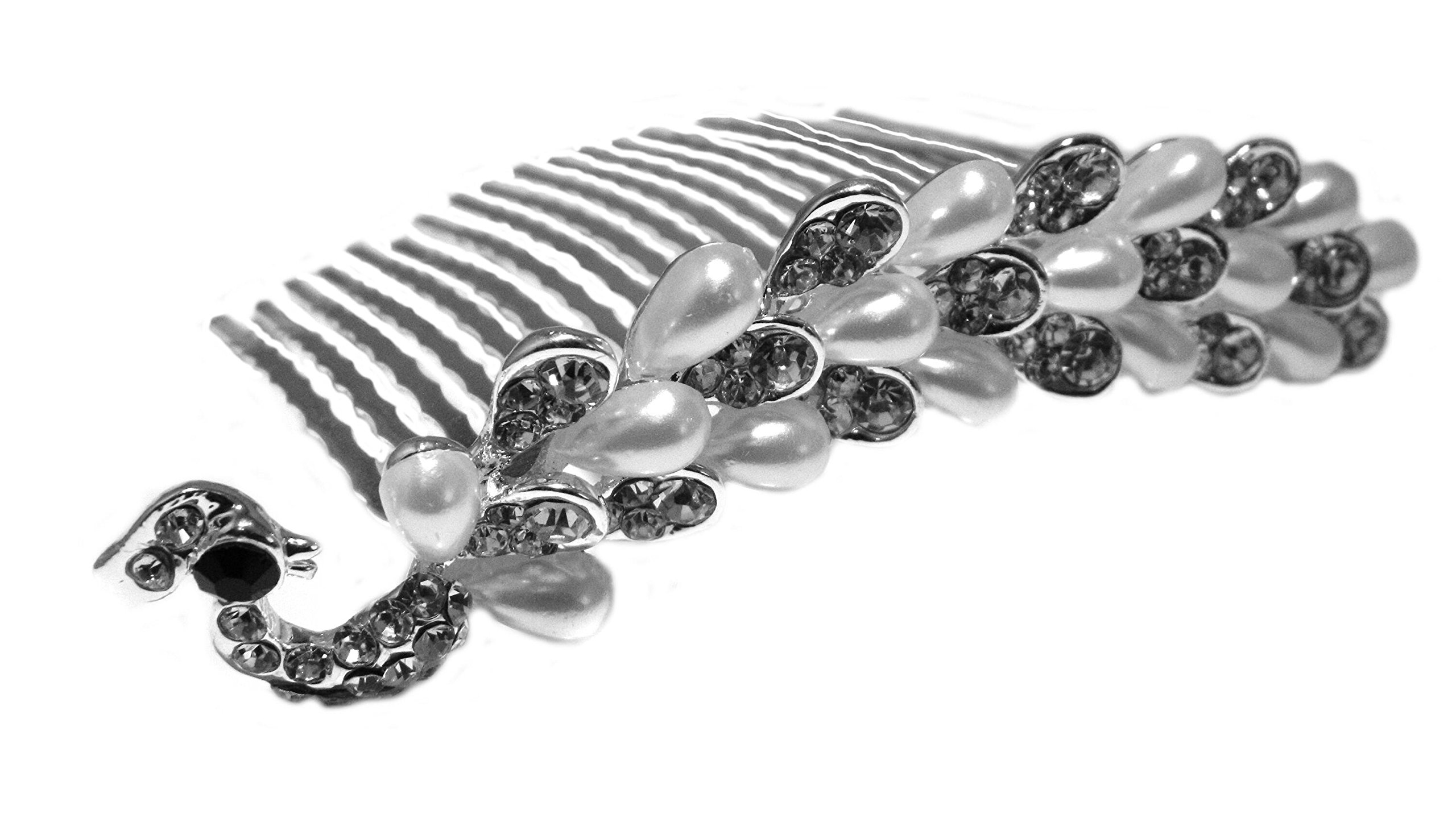 Silver Bridal Hair Comb with Crystals & Pearls for Weddings & Parties