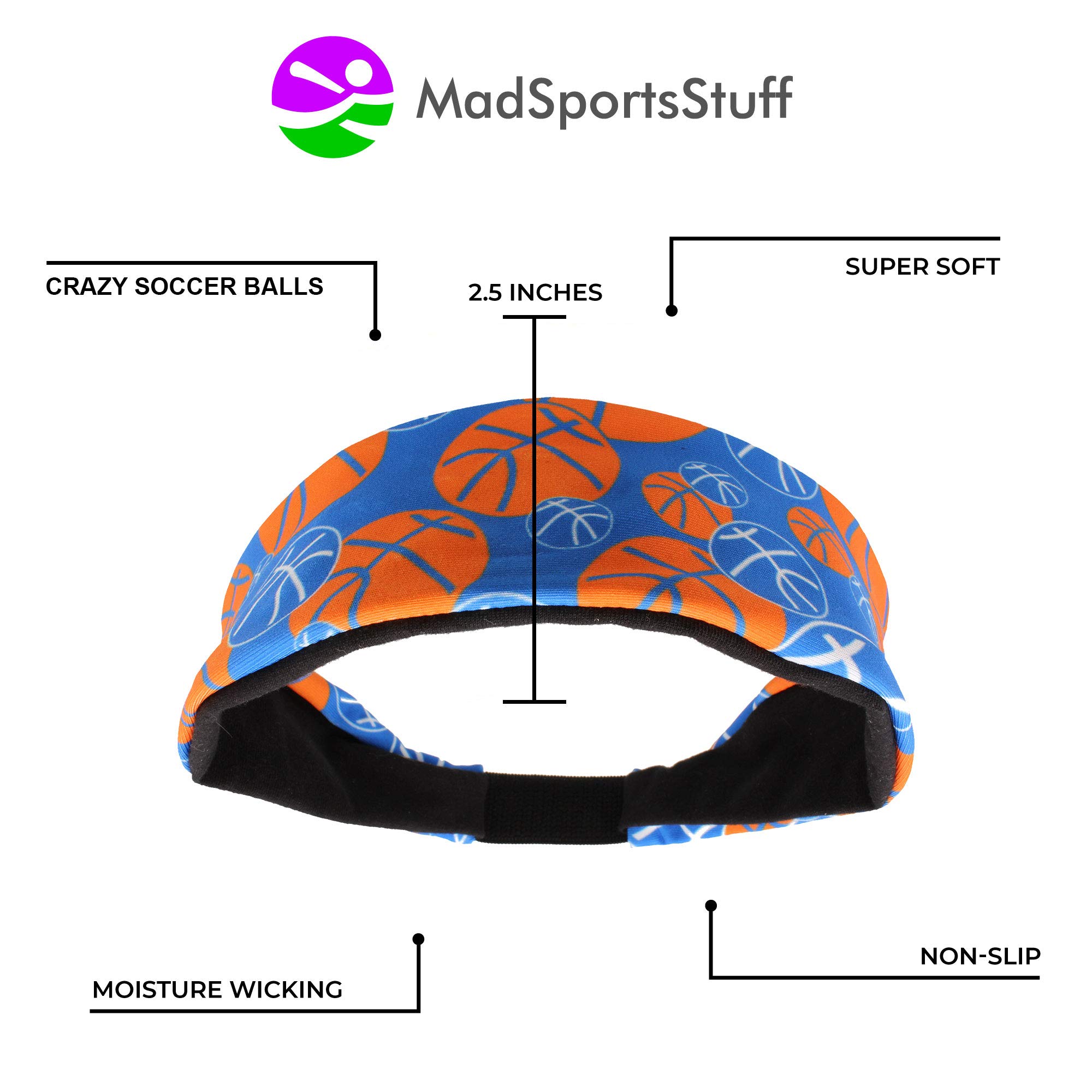 MadSportsStuff Crazy Girls Basketball Headband with Basketball Logos - Sweat-Wicking Sports Headband for Women & Girls - Perfect for Basketball Games, Workouts, and Training Sessions