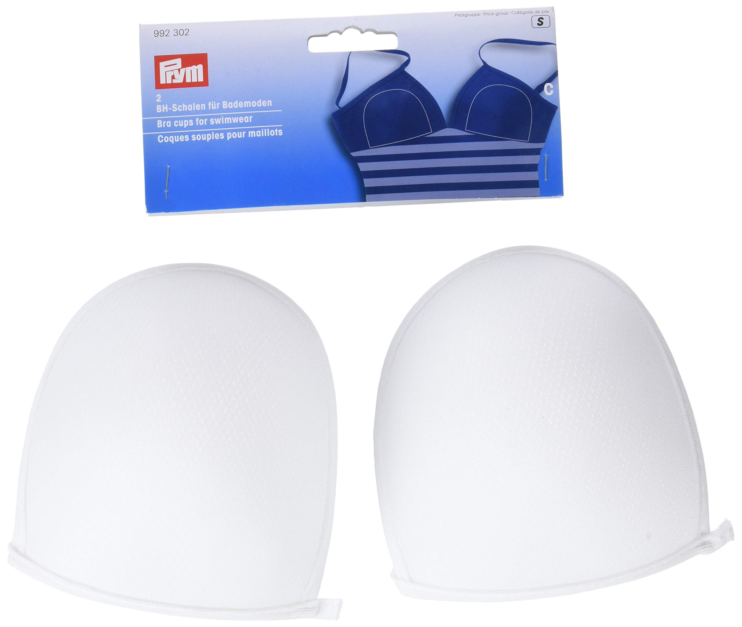 Prym Bra Cups for Swimwear - Size C, White, 100% Polyester - Perfect for Swimsuits, Bikinis & Beachwear