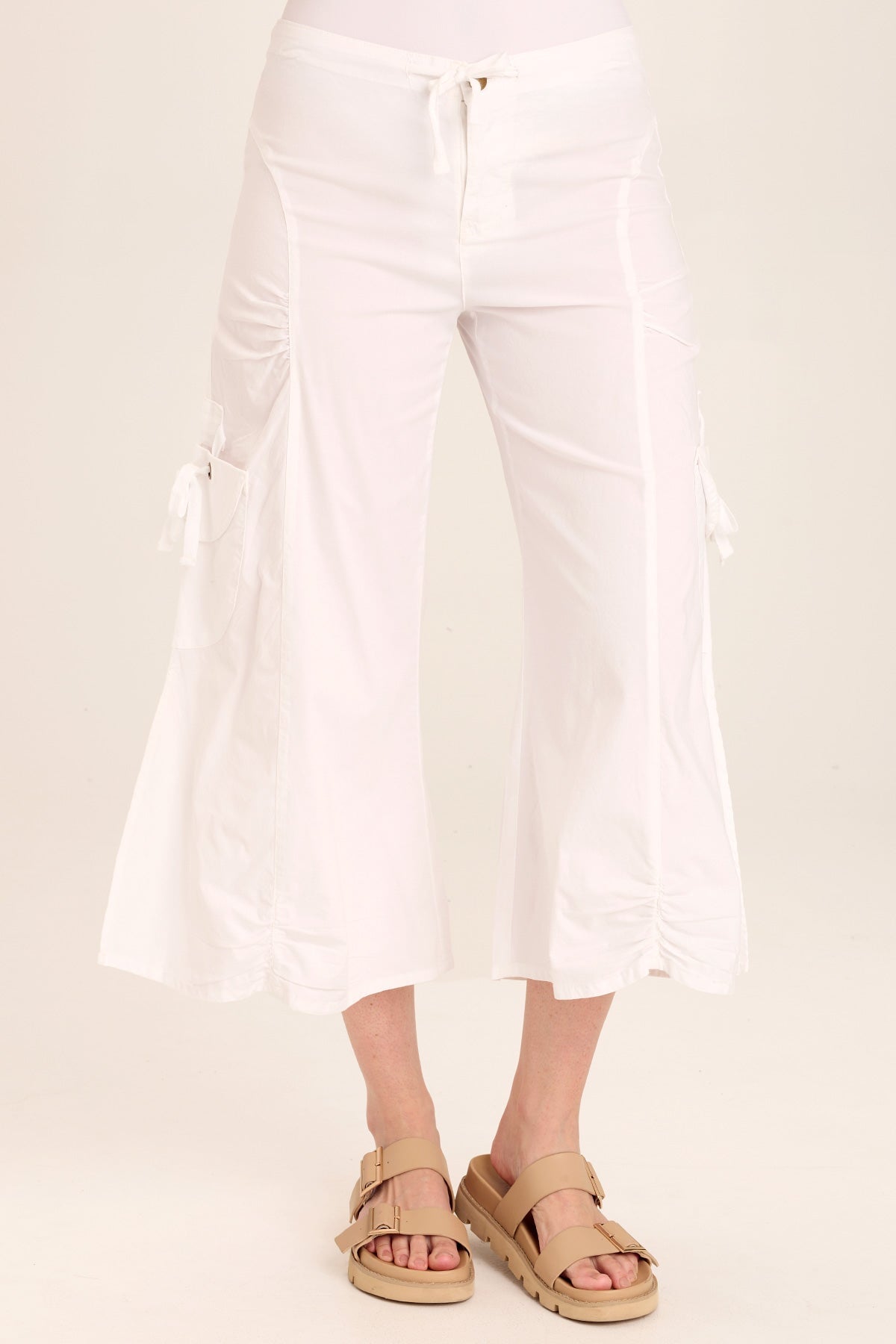 Women's Split Wide Leg Cargo Gaucho Crop Pants - High Waisted Casual Lounge Pants for Yoga, Travel & Streetwear Fashion