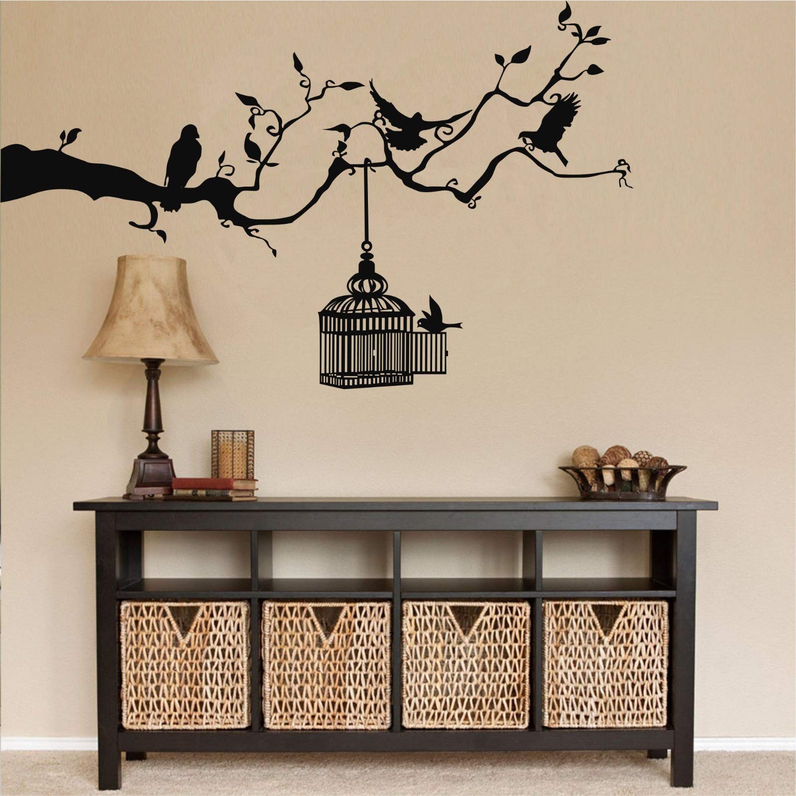DEKADRON Free Birds Metal Wall Art - Handcrafted Metal Cage & Birds Wall Decor with Birds on Branch - 30