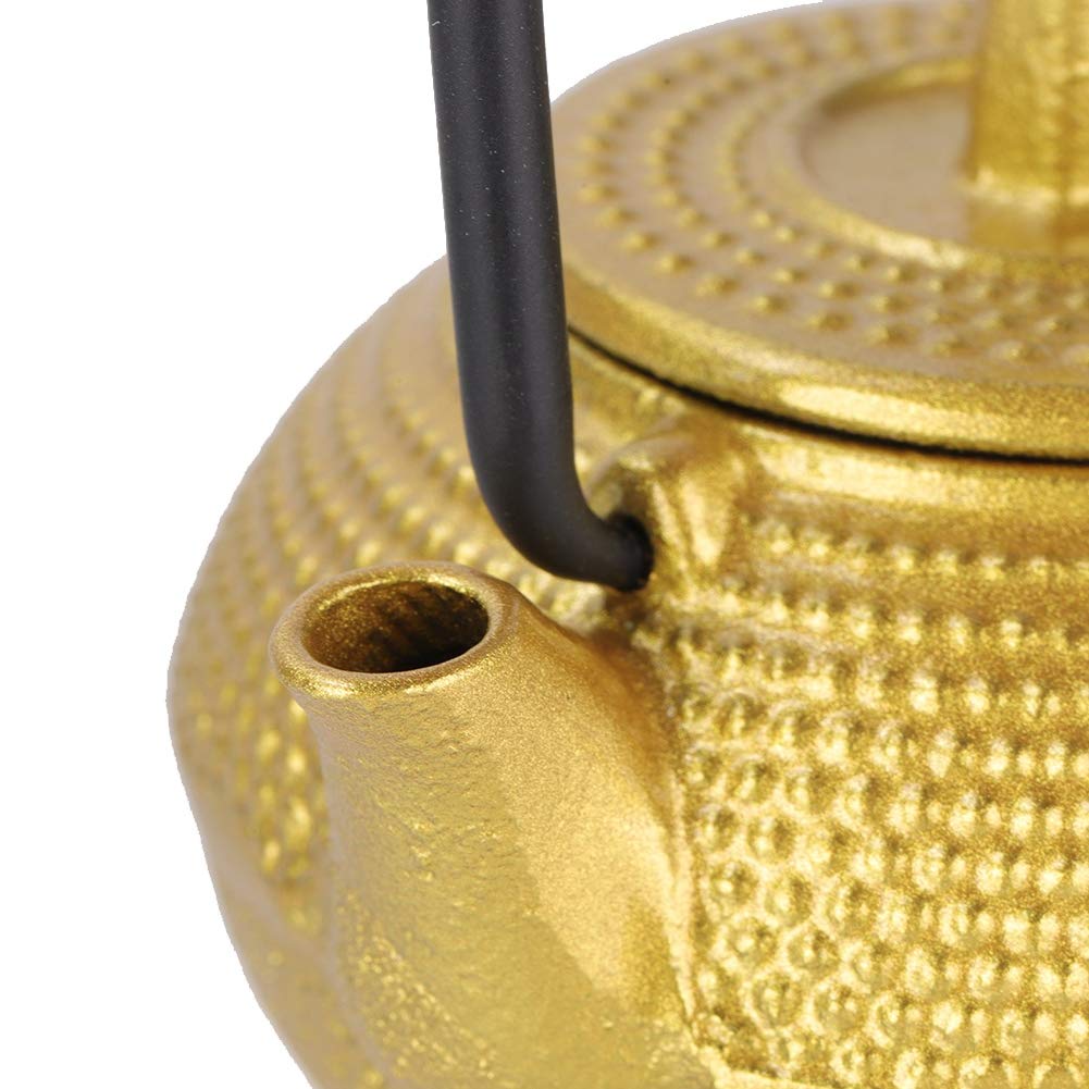 Premium Japanese Cast Iron Teapot - 50ml Mini Tetsubin Tea Kettle with Golden Finish & Ergonomic Handle | Authentic Traditional Japanese Iron Teapot for Green Tea, Herbal Tea & Matcha | Perfect for Home, Office & Tea Ceremonies