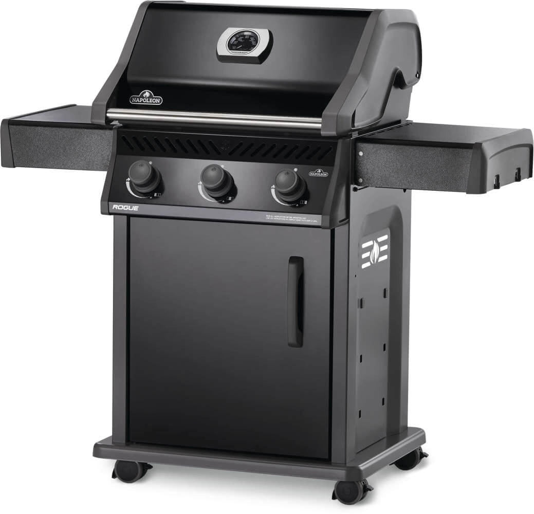 Napoleon Rogue 425 3-Burner Freestanding Propane Gas Grill in Black | Outdoor BBQ Grill for Patio, Backyard & Tailgating | Heavy-Duty Stainless Steel Construction
