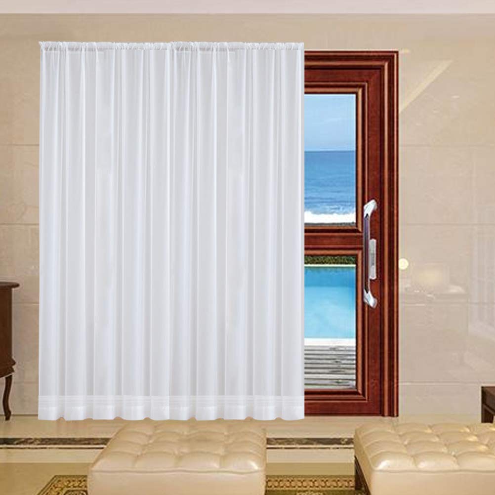 BESPORTBLE 2-Pack White Voile Sheer Curtains with Rod - Light Filtering Window Drapes for Living Room, Bedroom & Nursery