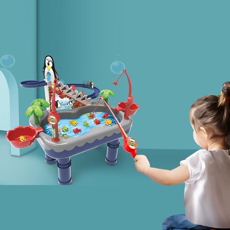 Penguin Climbing Stairs Water Toy Set - Fun Slide & Fishing Game for Kids Ages 3-12 | Interactive Bath & Pool Toy with Music | Perfect Gift for Toddlers & Children's Water Play Activities