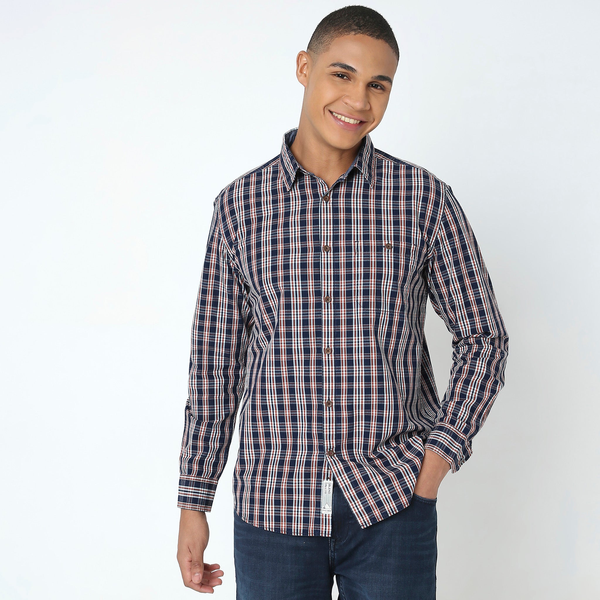 Cruiser™ Authentic Indigo Regular Fit Checkered Shirt for Men | Classic Original Style | Casual Wear, Office & Outdoor Activities