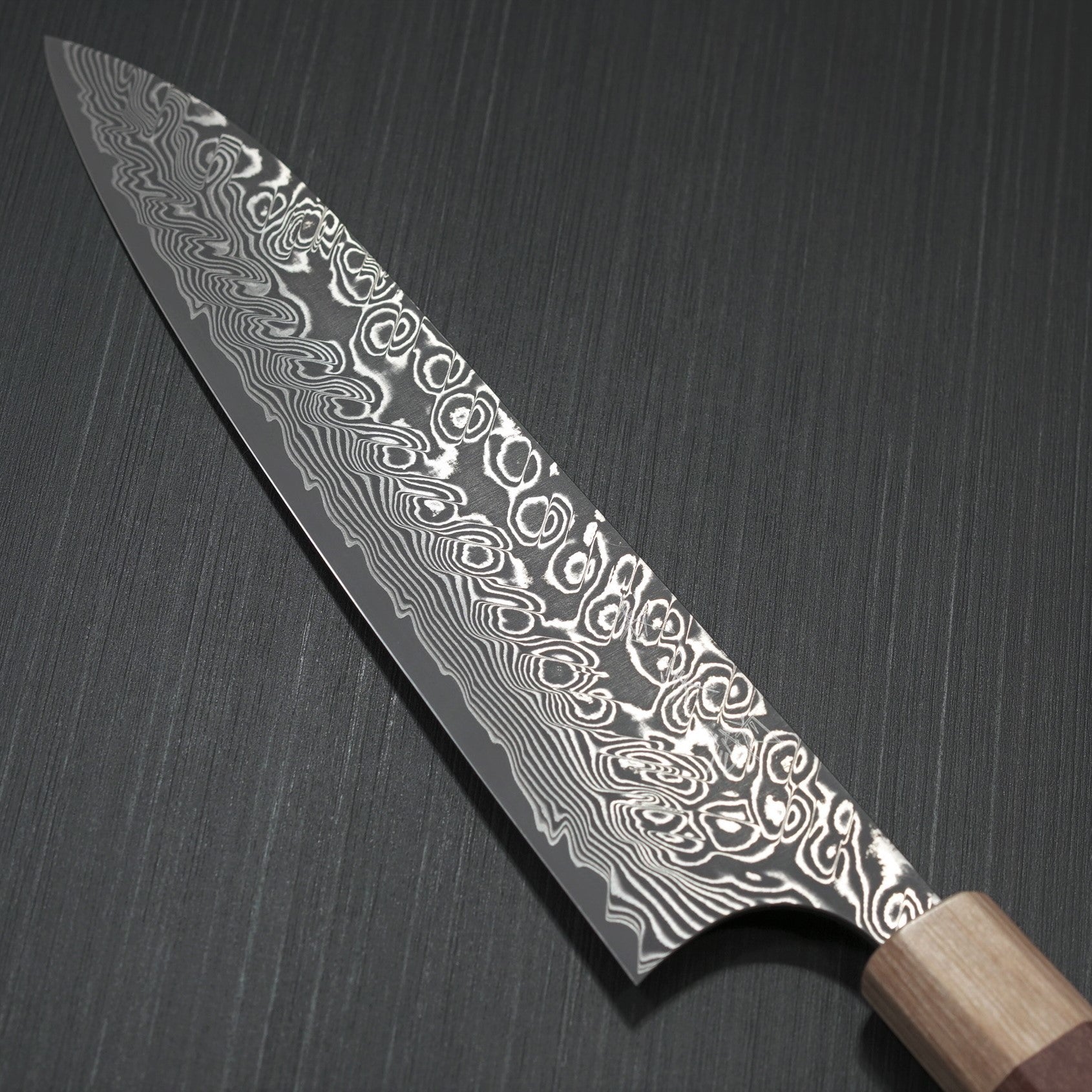 Premium Yoshimi Kato SG2 Super Gold 2 Damascus Gyuto Chef Knife 210mm - V-Shaped Blade with Black Finish & Jarrah Handle - Perfect for Professional Chefs, Home Cooking, Sushi Preparation & Meat Slicing
