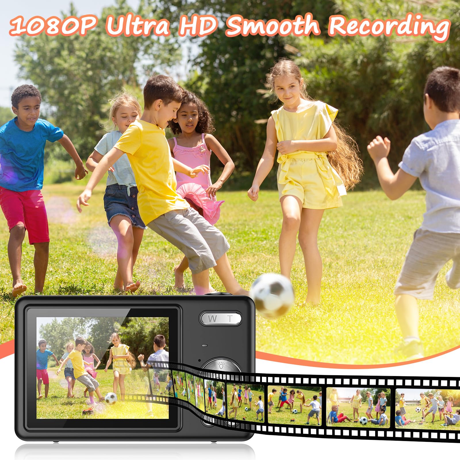 **44MP 1080P FHD Digital Camera - 16X Zoom Compact Vlogging Camera for Kids, Teens, Students & Beginners | Portable, Easy to Use | Perfect for Travel, School & Family Events (Black)**
