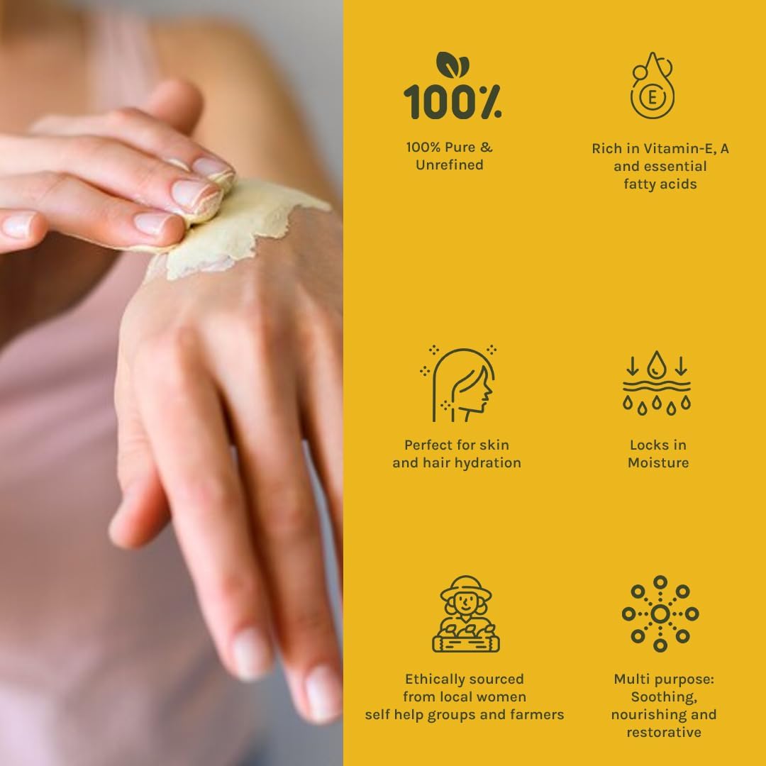 100% Pure Raw Unrefined Mango Butter for Skin & Hair - Natural Body Butter for Dry Skin, Lip Balm Cream - Deep Moisturizing & Nourishing Treatment - Plastic Jar 100g - Perfect for DIY Beauty, Massage, and Skincare Routine