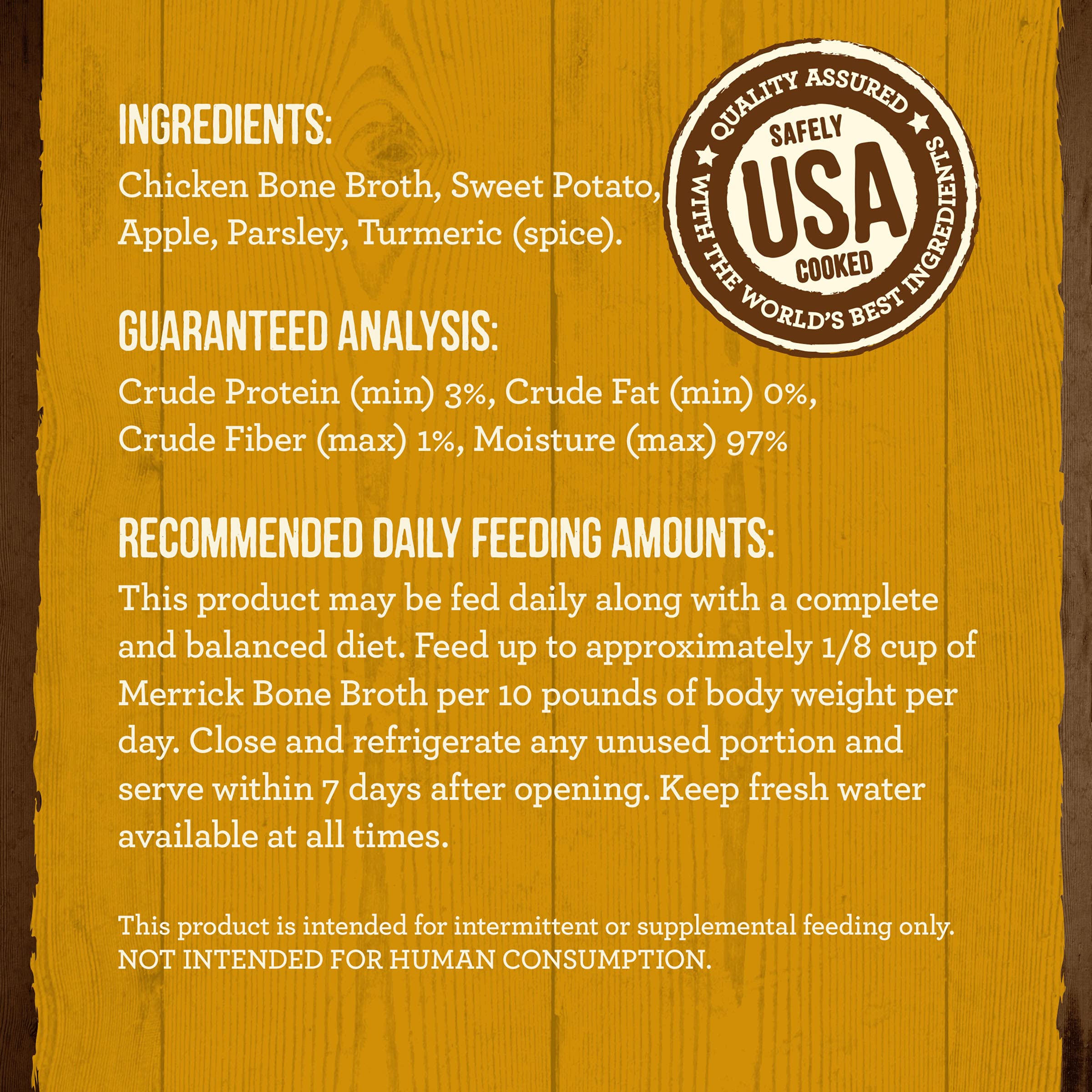 Merrick Grain Free Bone Broth for Dogs & Cats - Premium Human Grade, Gluten Free Wet Food Topper in Chicken Flavor (7 oz Pouch) - Perfect for Picky Eaters & Digestive Health