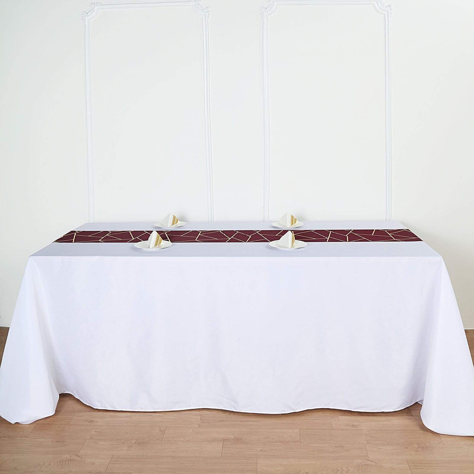 12x108 Inch Geometric Polyester Table Runner for Weddings, Banquets & Home Decor - Elegant Dining Table Cover for Parties, Events and Holiday Celebrations
