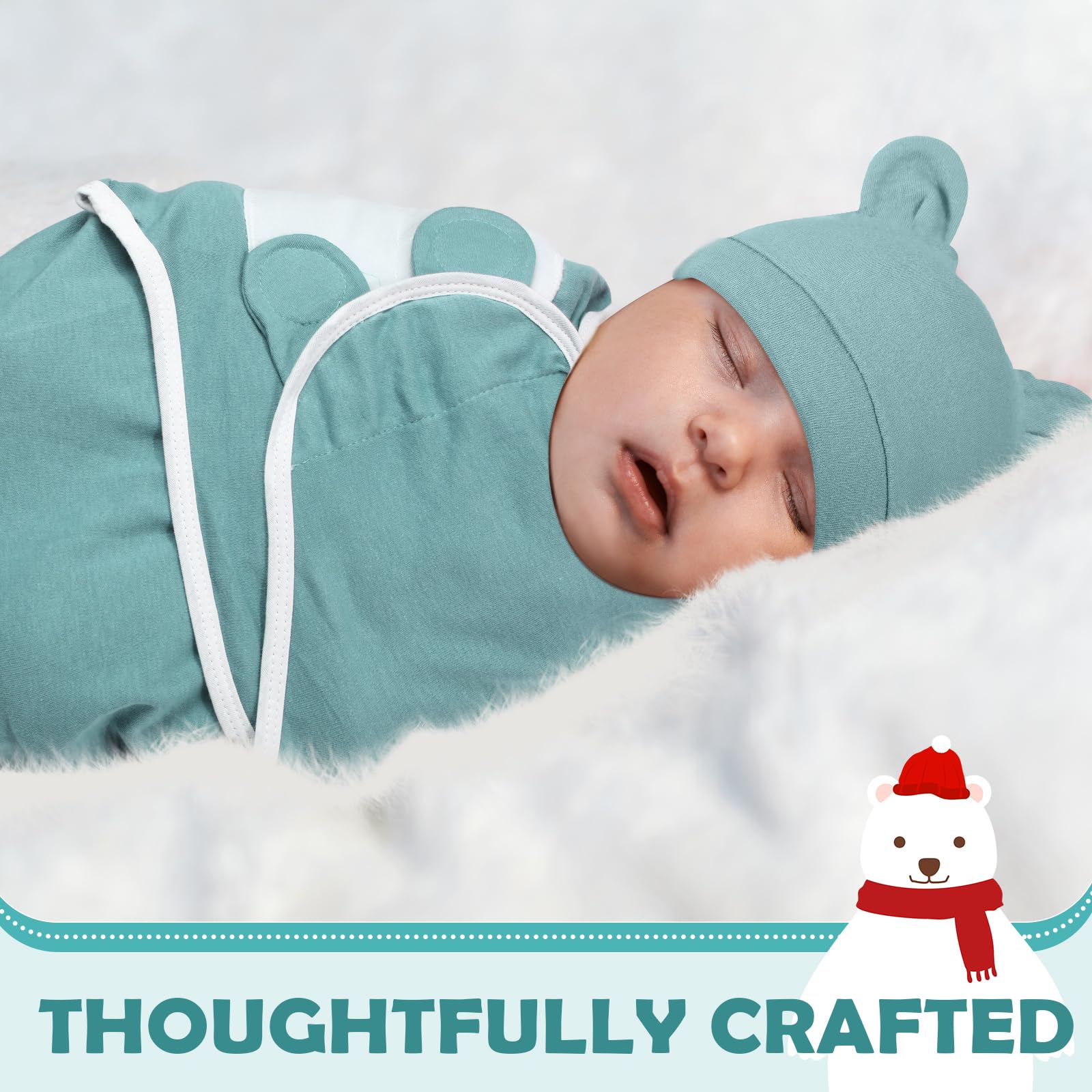 VitalCozy 8-Pack Cotton Preemie Swaddle Blanket & Hat Set for Newborns 0-6 Months - Soft Baby Wrap, Premature Receiving Blankets & Cute Caps for Boys & Girls - Perfect for Hospital, Home & Photo Shoots