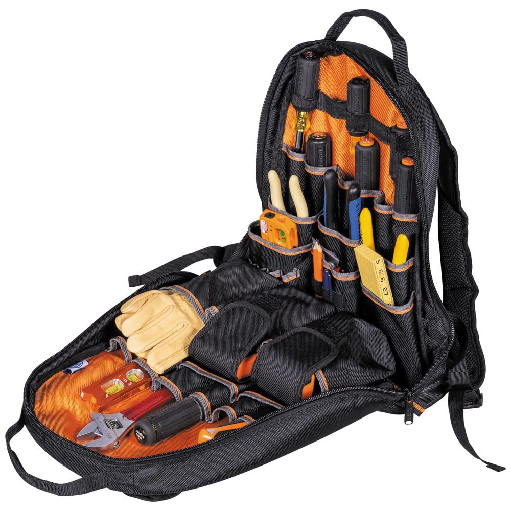 Klein Tools Tradesman Pro™ Tool Gear Backpack - Heavy Duty Electrician Work Backpack with Multiple Pockets for Construction Tools & Equipment - Perfect for Electricians, Contractors and DIY Home Improvement Projects